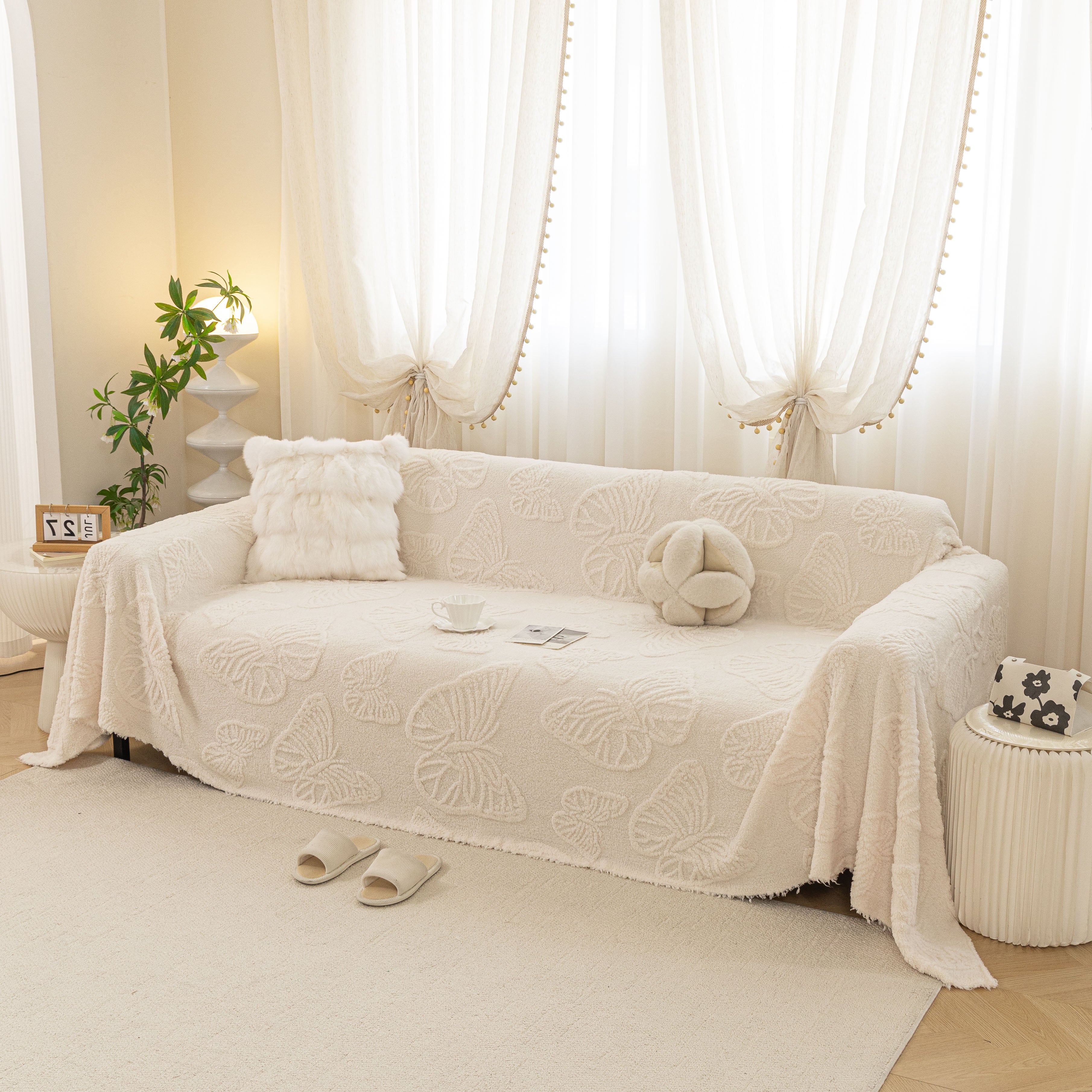 Luxury 3d Butterfly Jacquard Sofa Throw Blanket, Ultra-soft Plush Fleece Couch Cover