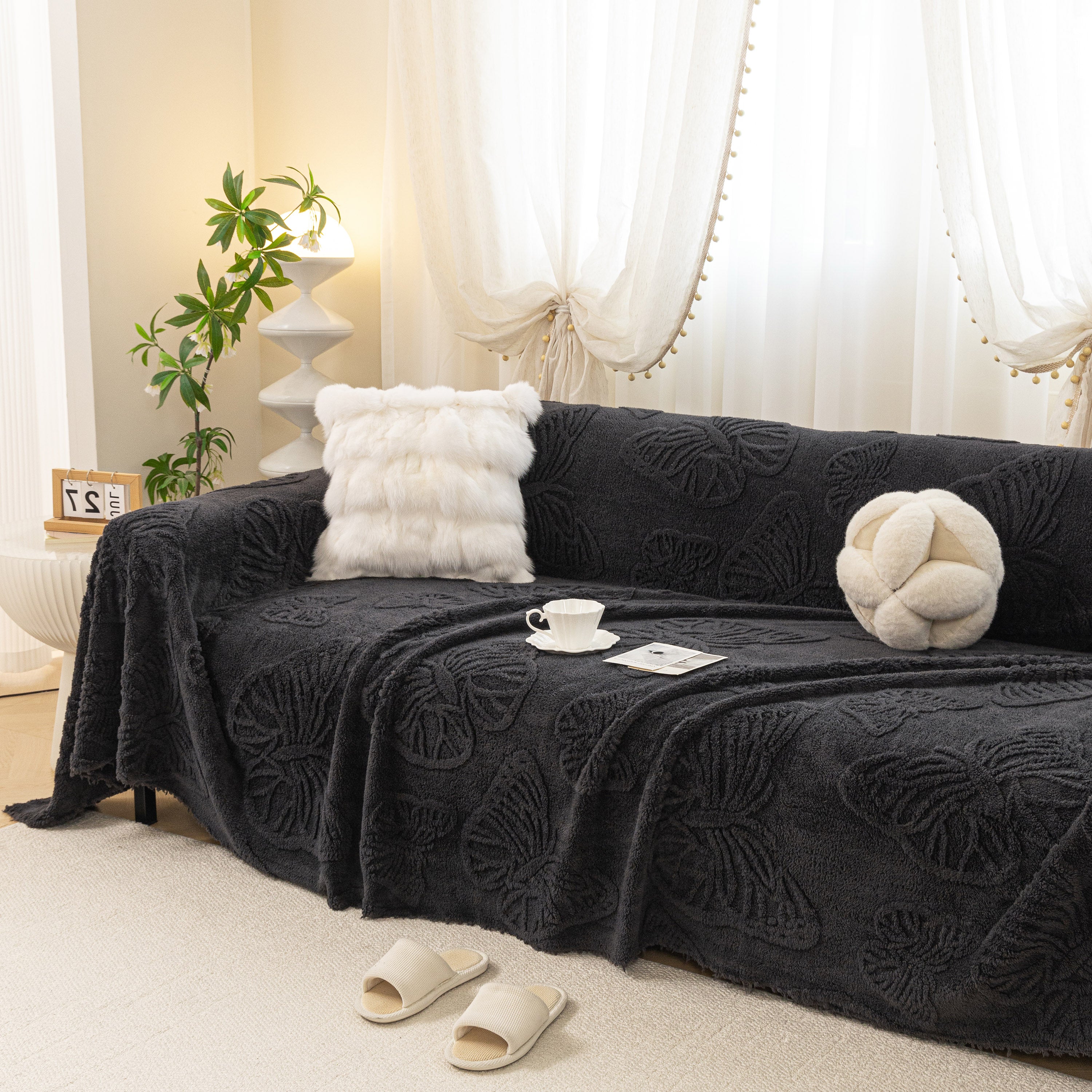 Luxury 3d Butterfly Jacquard Sofa Throw Blanket, Ultra-soft Plush Fleece Couch Cover