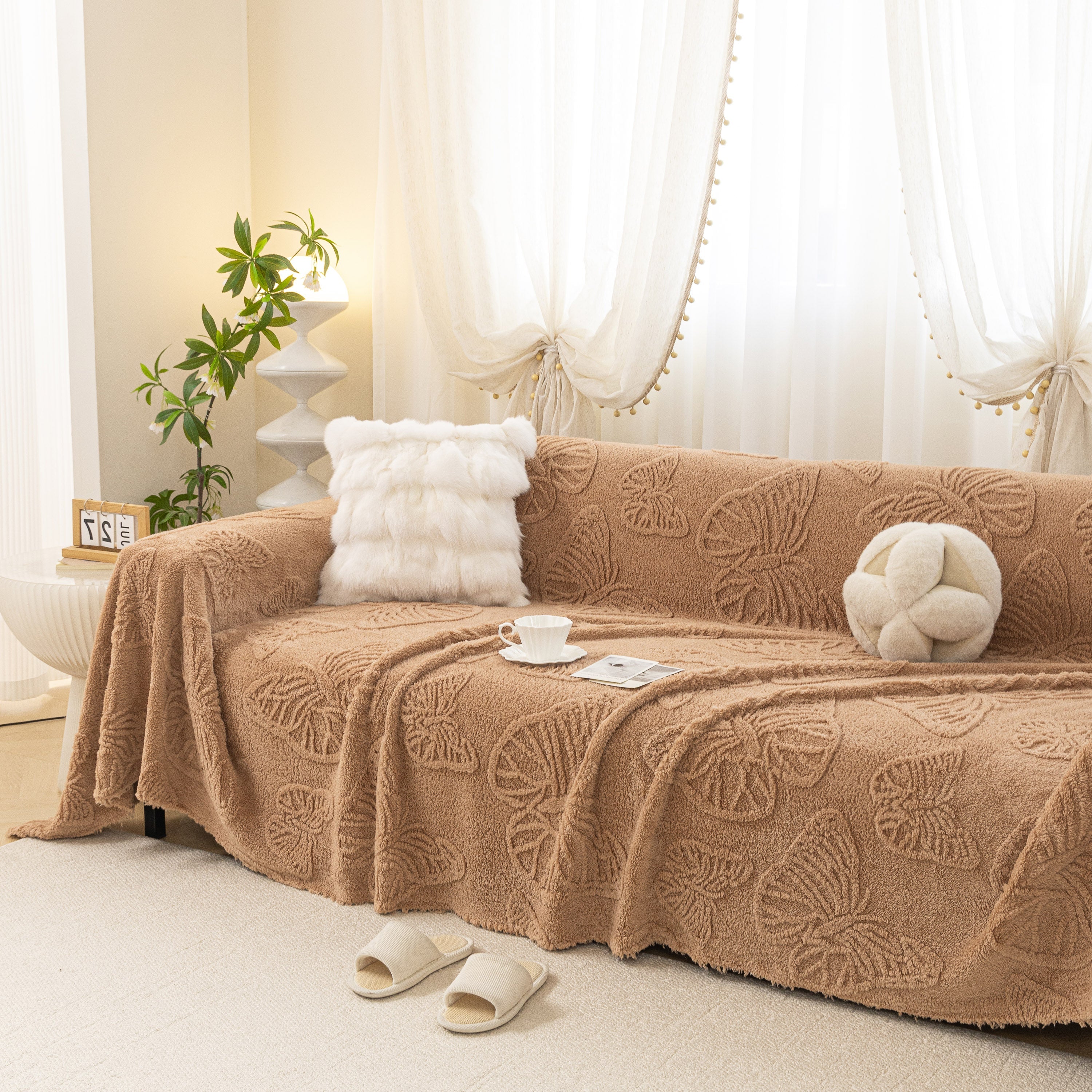 Luxury 3d Butterfly Jacquard Sofa Throw Blanket, Ultra-soft Plush Fleece Couch Cover