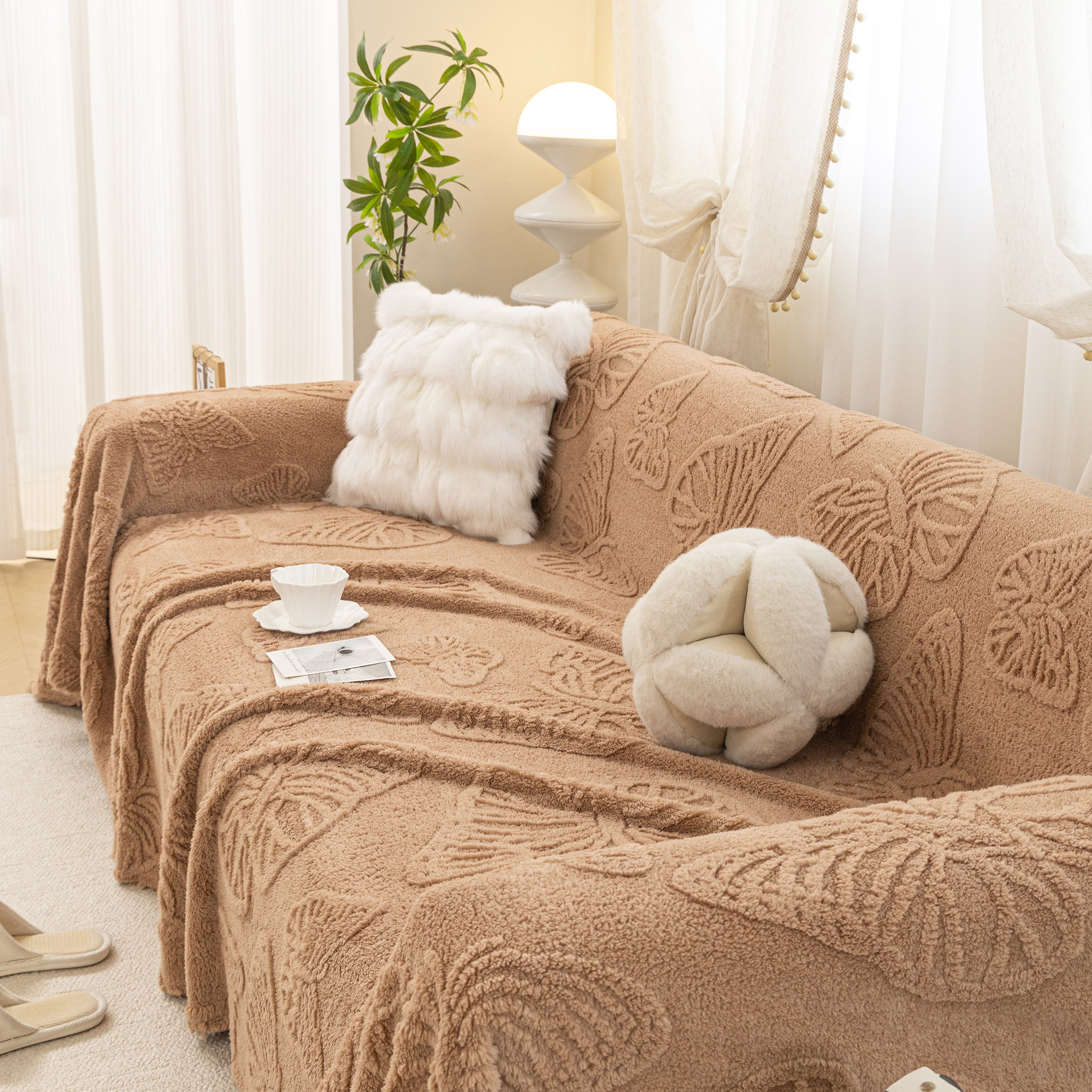 Luxury 3d Butterfly Jacquard Sofa Throw Blanket, Ultra-soft Plush Fleece Couch Cover