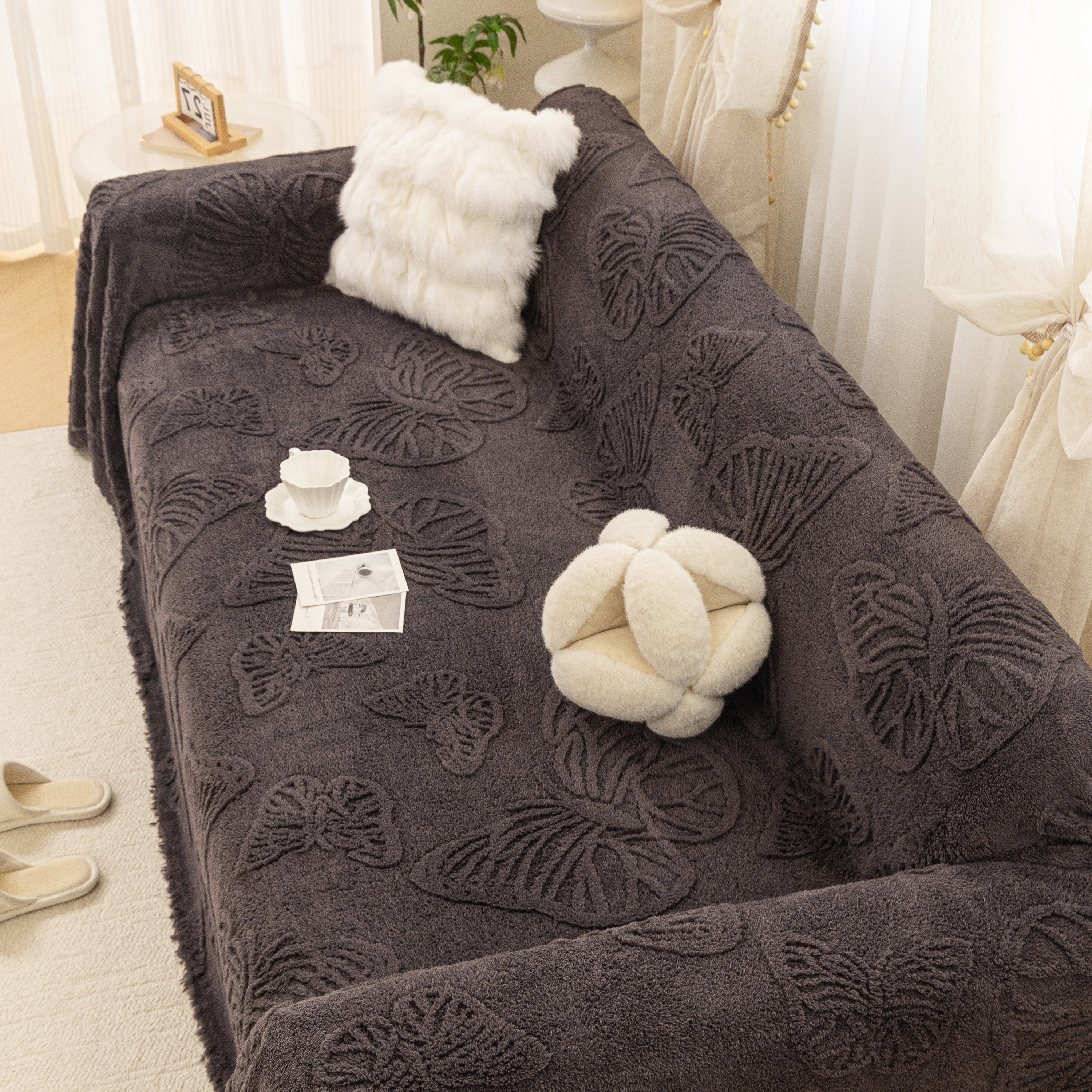 Luxury 3d Butterfly Jacquard Sofa Throw Blanket, Ultra-soft Plush Fleece Couch Cover