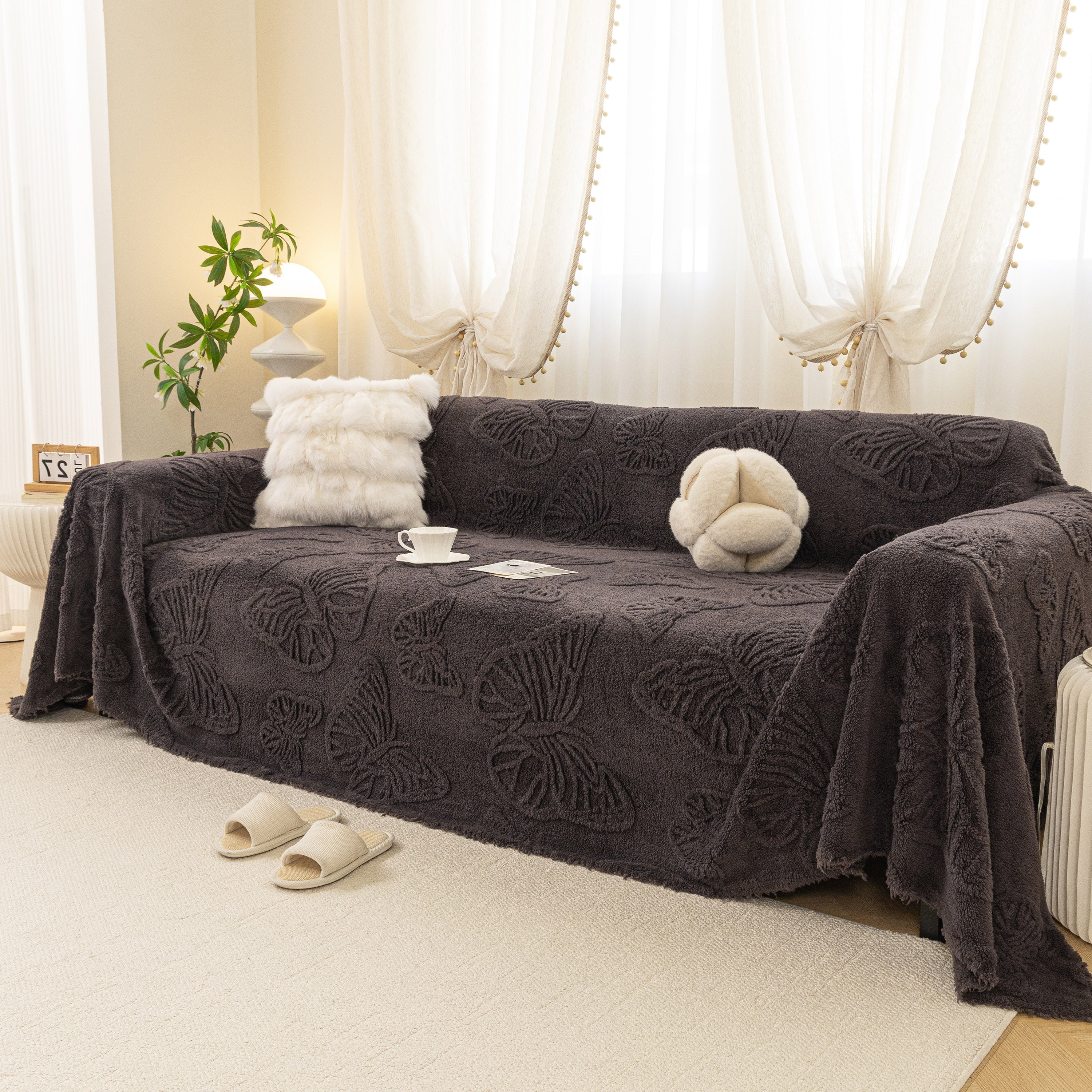 Luxury 3d Butterfly Jacquard Sofa Throw Blanket, Ultra-soft Plush Fleece Couch Cover