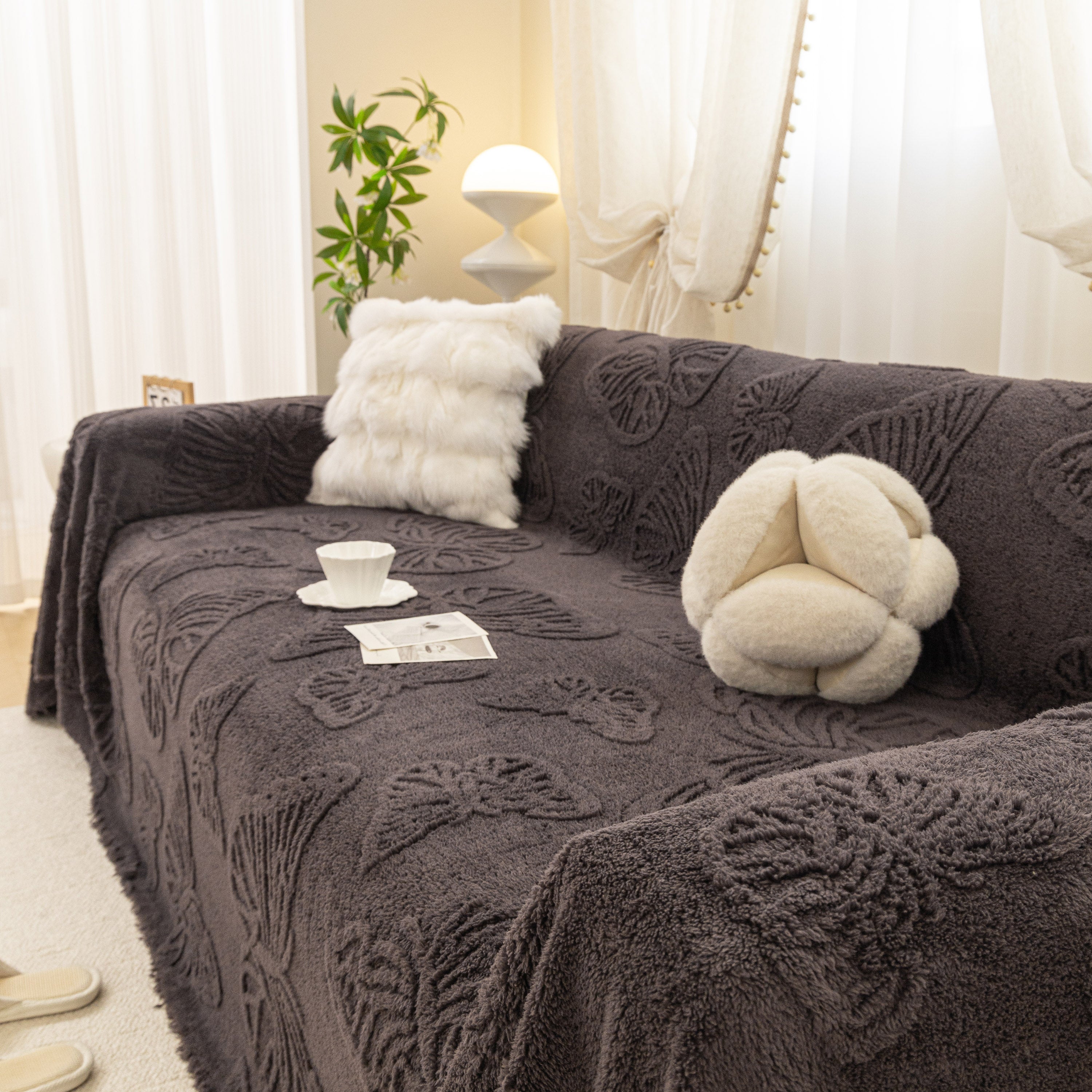 Luxury 3d Butterfly Jacquard Sofa Throw Blanket, Ultra-soft Plush Fleece Couch Cover
