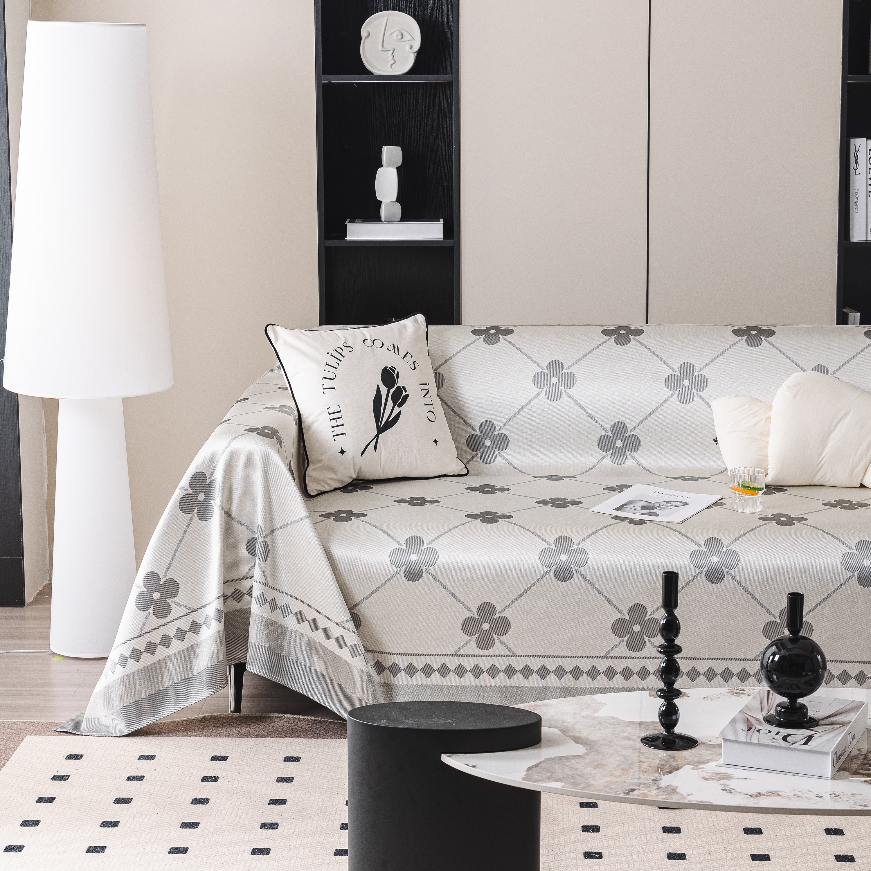 Cooling Four-leaf Clover Hope Faith Love Luck Summer Comfy Ice Silk Furniture Throw Covers For Sofas