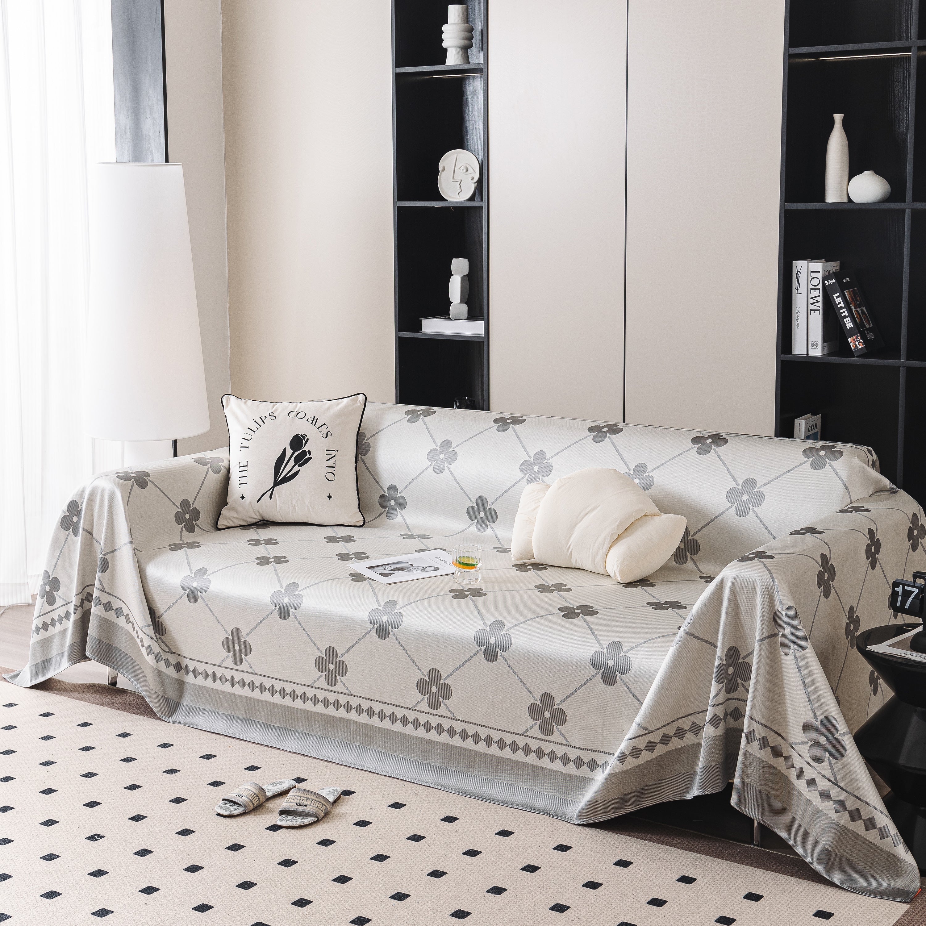 Cooling Four-leaf Clover Hope Faith Love Luck Summer Comfy Ice Silk Furniture Throw Covers For Sofas