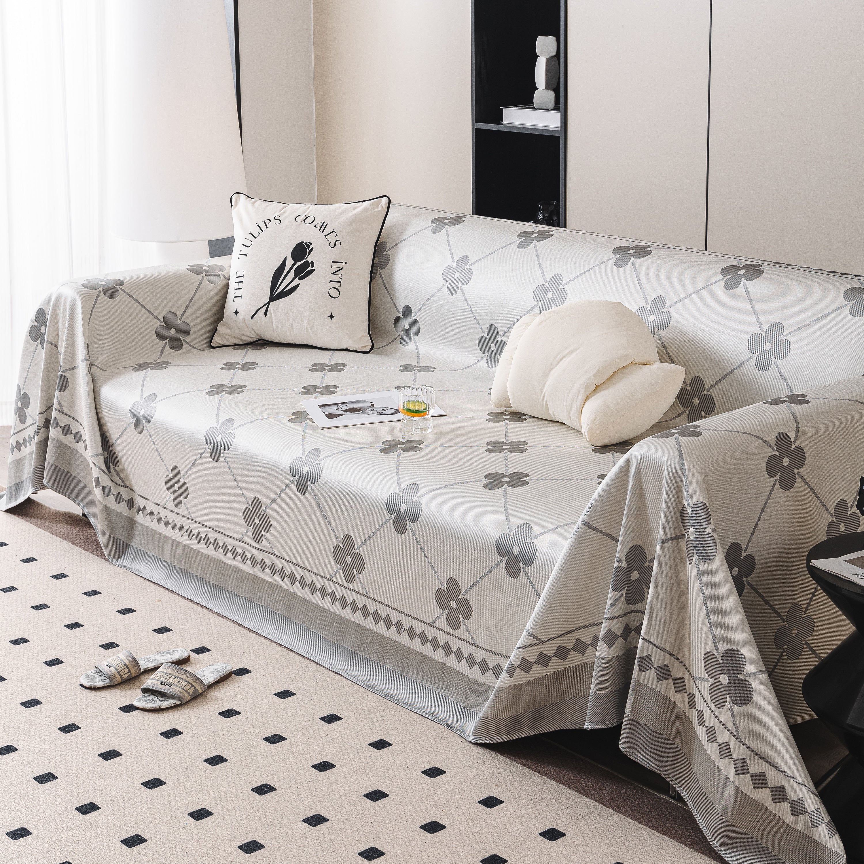 Cooling Four-leaf Clover Hope Faith Love Luck Summer Comfy Ice Silk Furniture Throw Covers For Sofas
