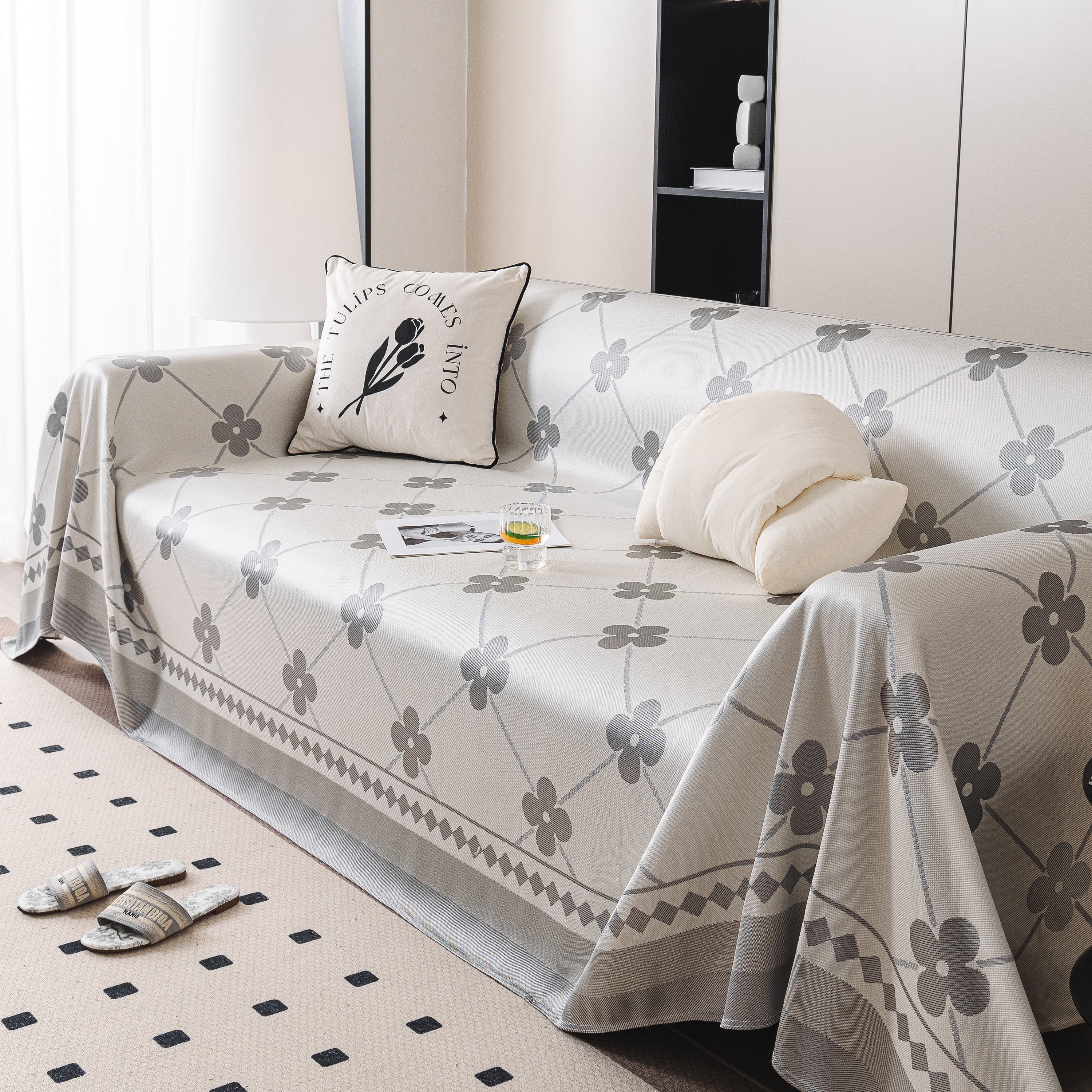 Cooling Four-leaf Clover Hope Faith Love Luck Summer Comfy Ice Silk Furniture Throw Covers For Sofas