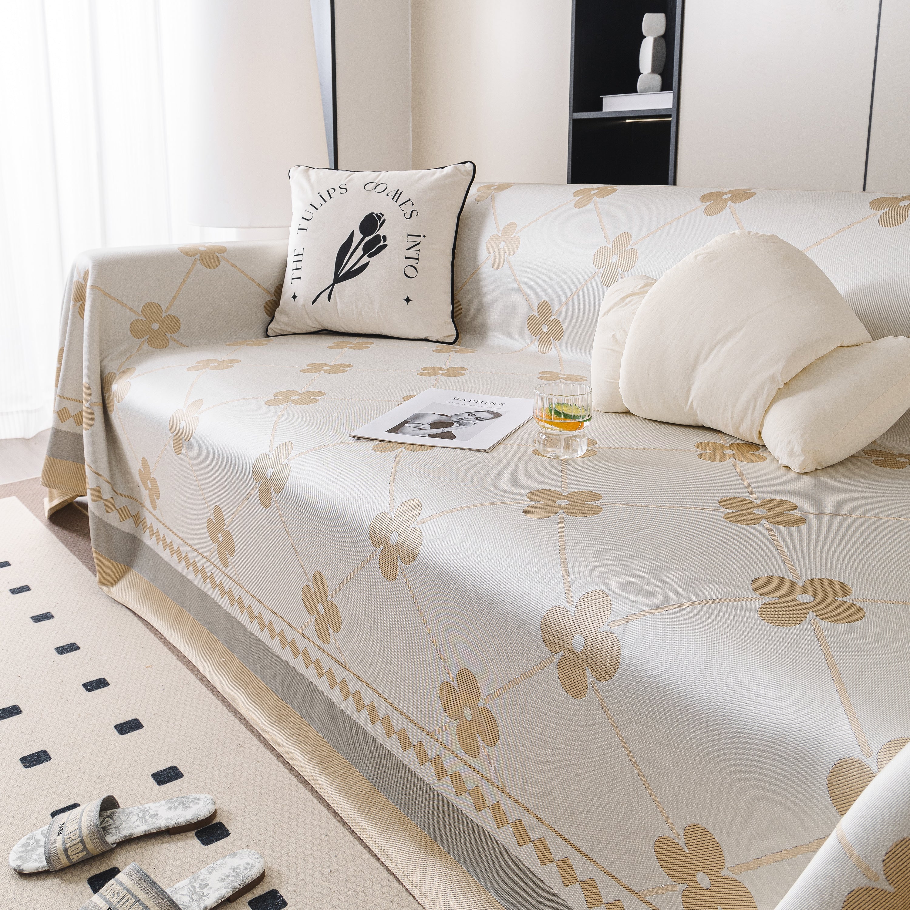 Cooling Four-leaf Clover Hope Faith Love Luck Summer Comfy Ice Silk Furniture Throw Covers For Sofas