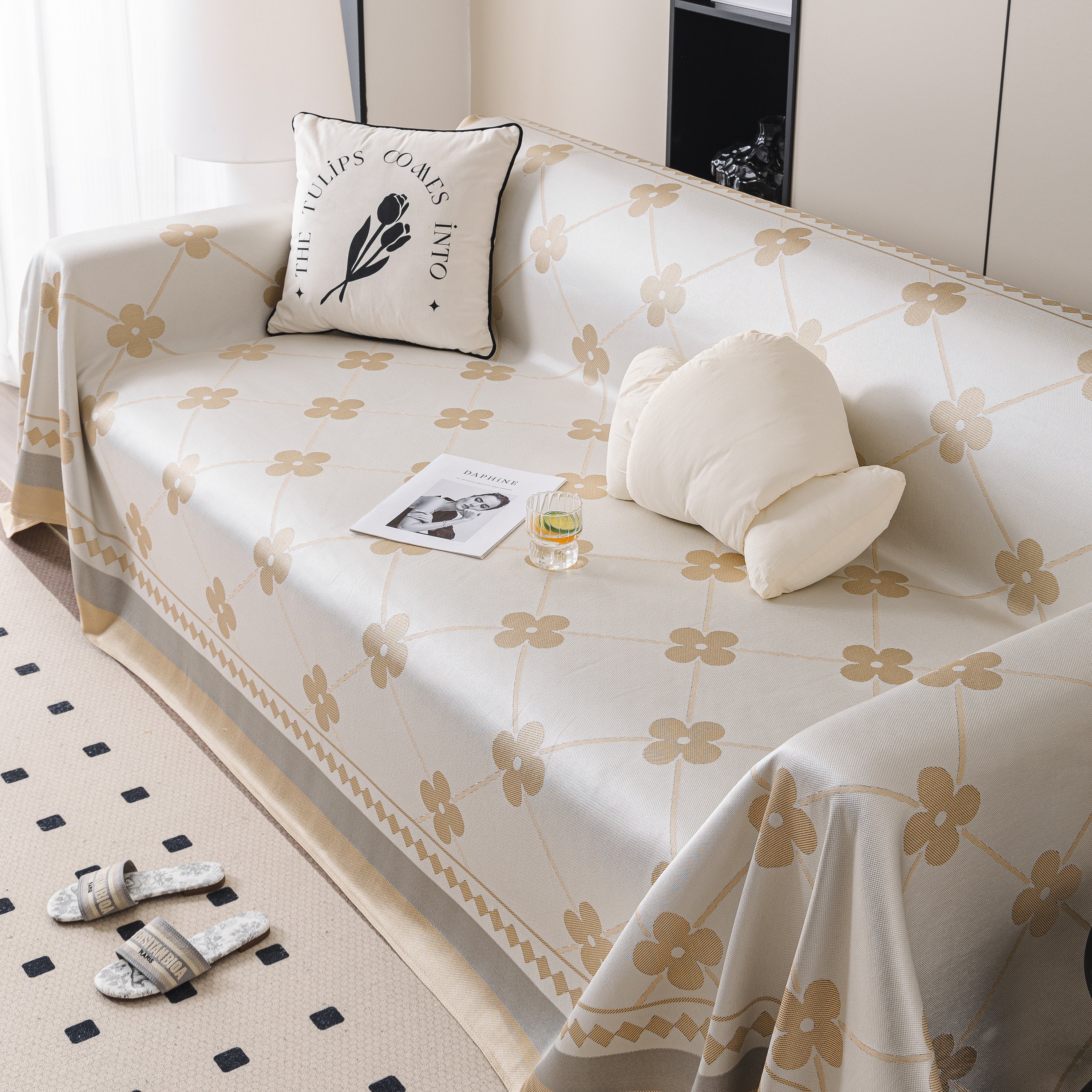 Cooling Four-leaf Clover Hope Faith Love Luck Summer Comfy Ice Silk Furniture Throw Covers For Sofas