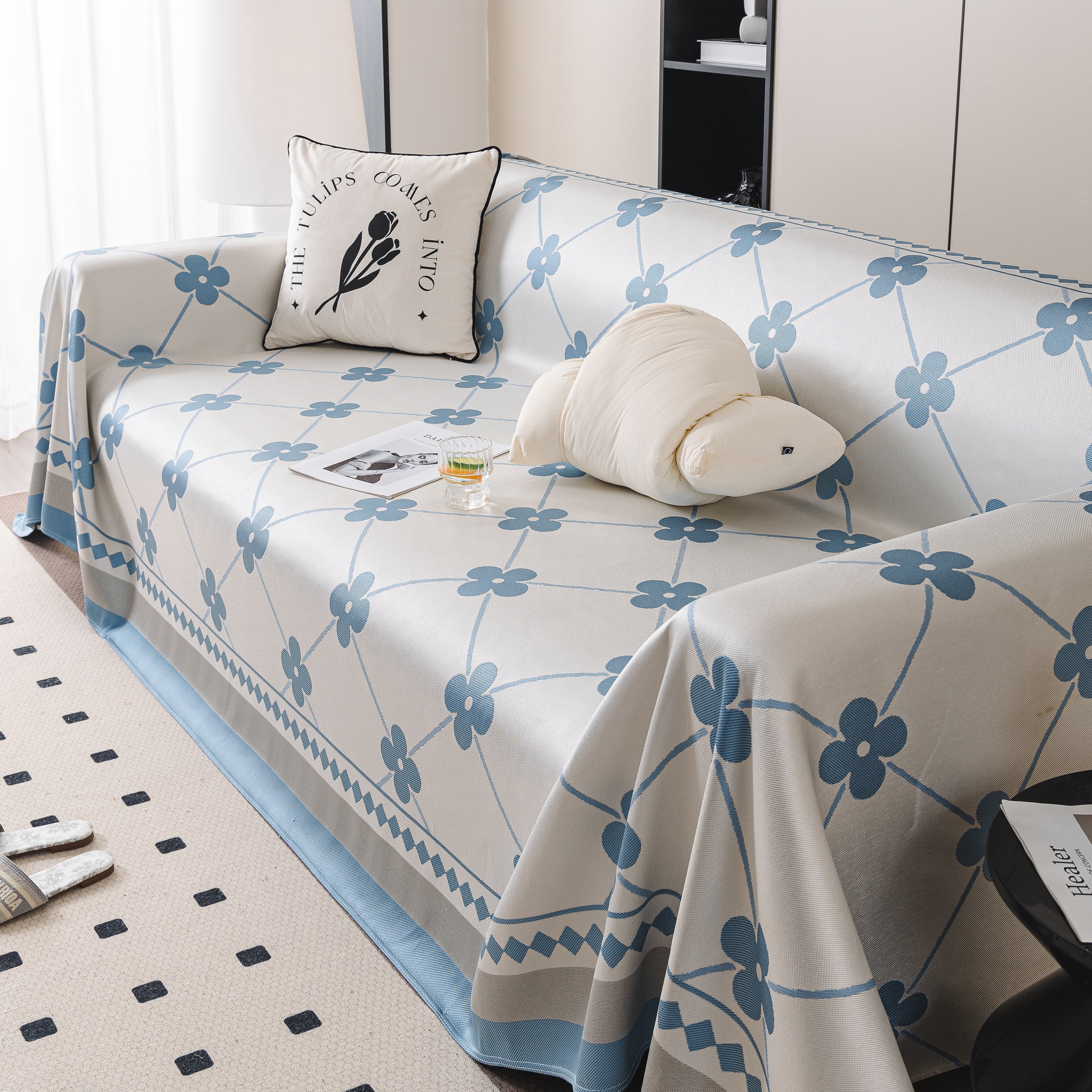 Cooling Four-leaf Clover Hope Faith Love Luck Summer Comfy Ice Silk Furniture Throw Covers For Sofas