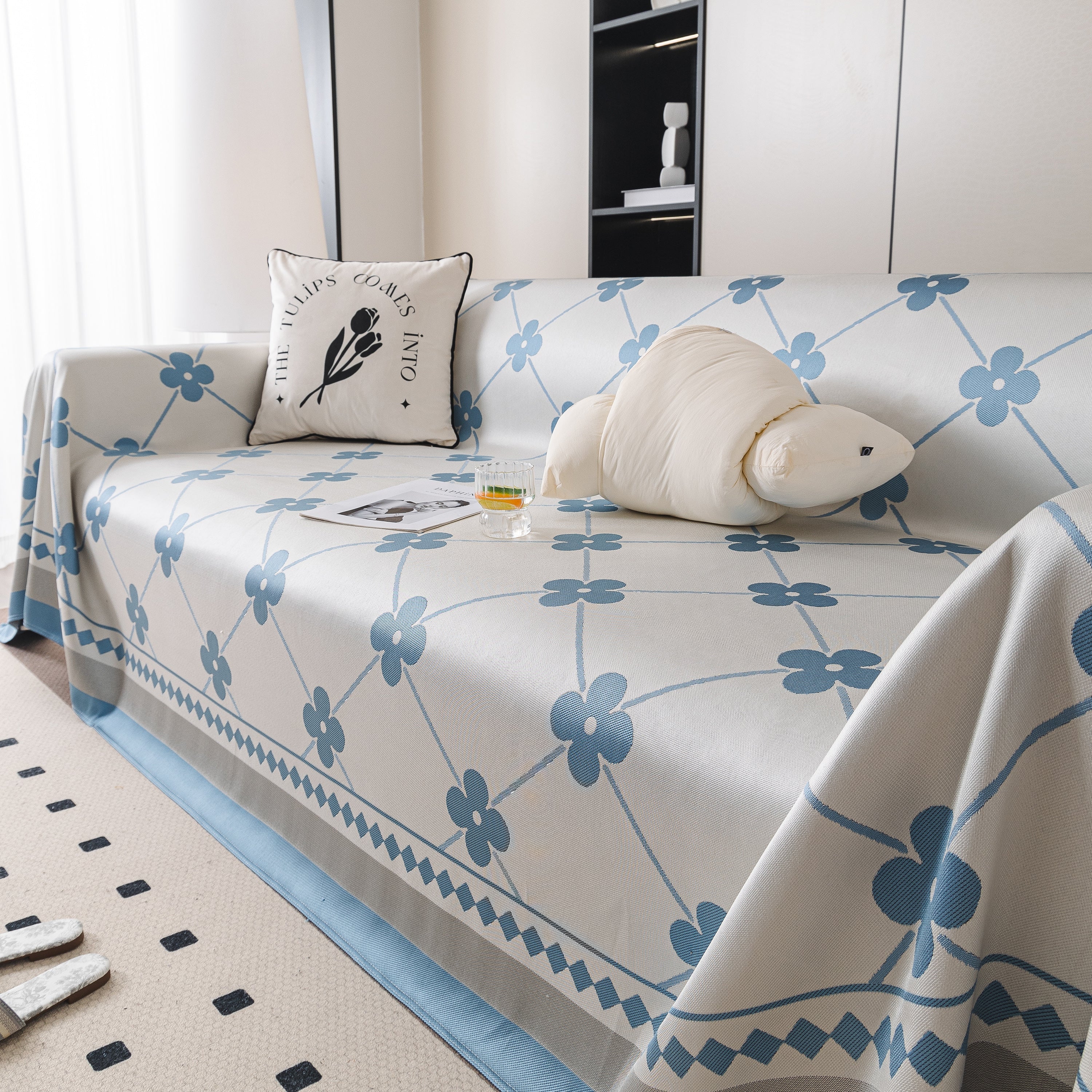 Cooling Four-leaf Clover Hope Faith Love Luck Summer Comfy Ice Silk Furniture Throw Covers For Sofas