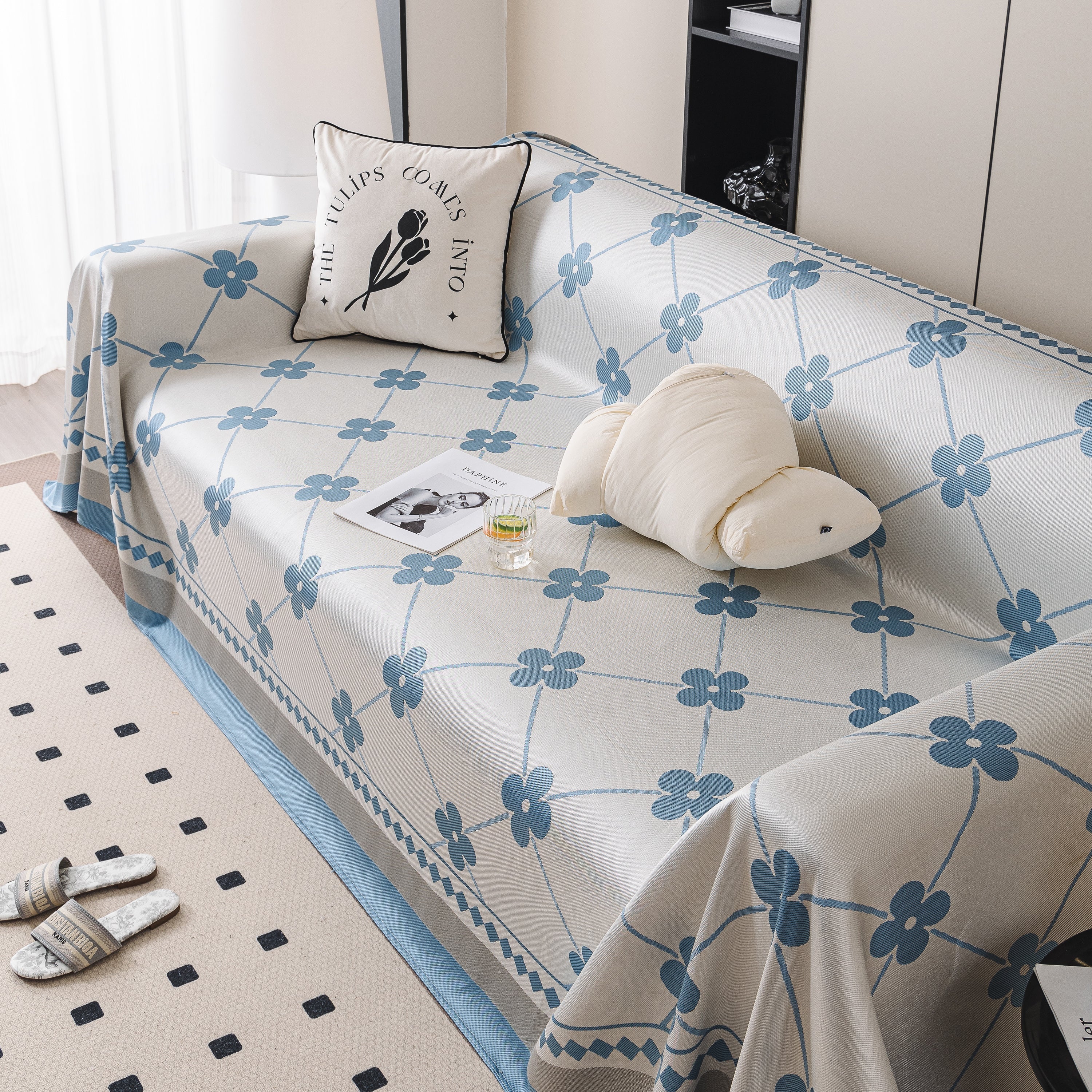 Cooling Four-leaf Clover Hope Faith Love Luck Summer Comfy Ice Silk Furniture Throw Covers For Sofas