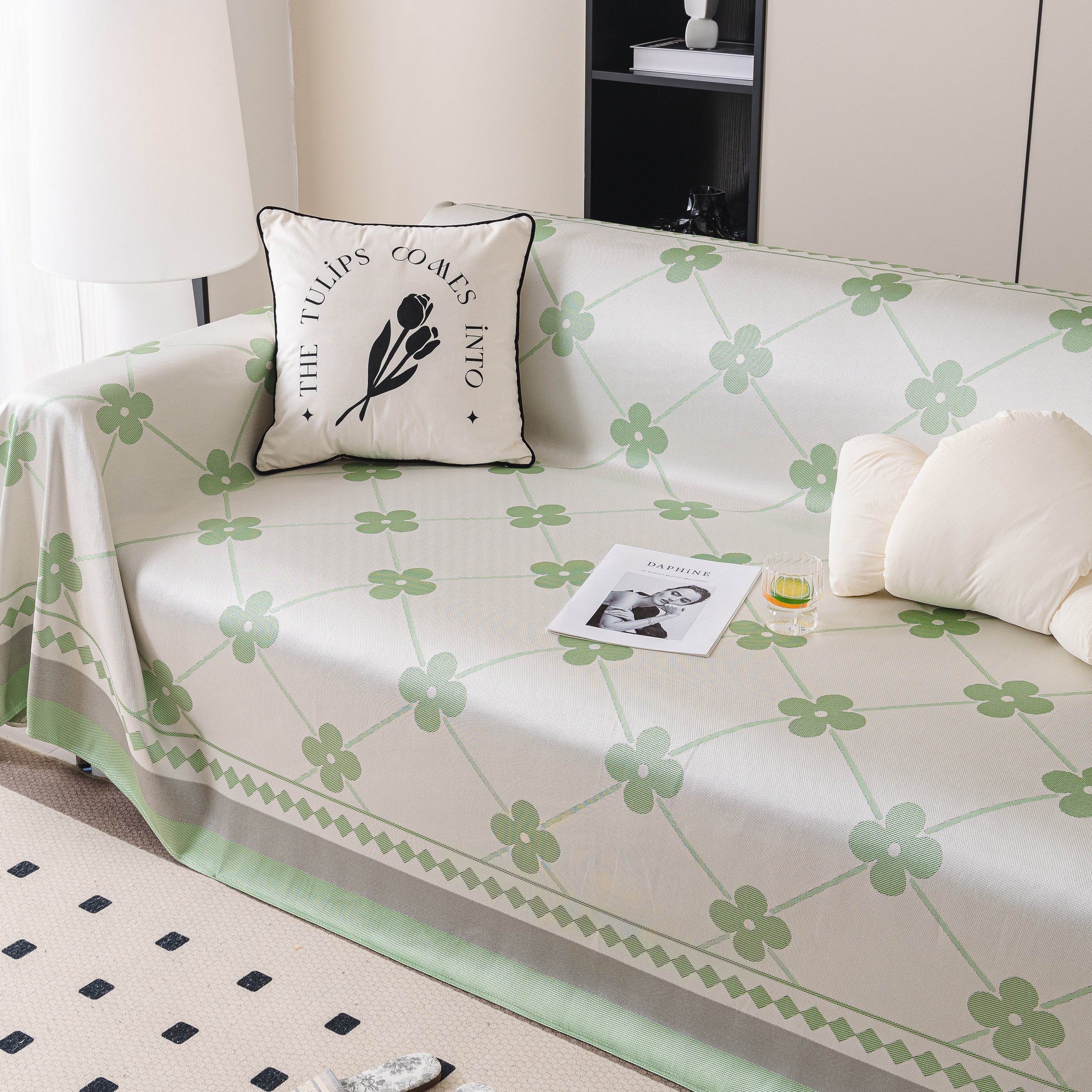 Cooling Four-leaf Clover Hope Faith Love Luck Summer Comfy Ice Silk Furniture Throw Covers For Sofas