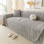 Thick Cozy 3d Cable Sofa Throw Cover, Plush Jacquard Warm Fleece Throw Blanket