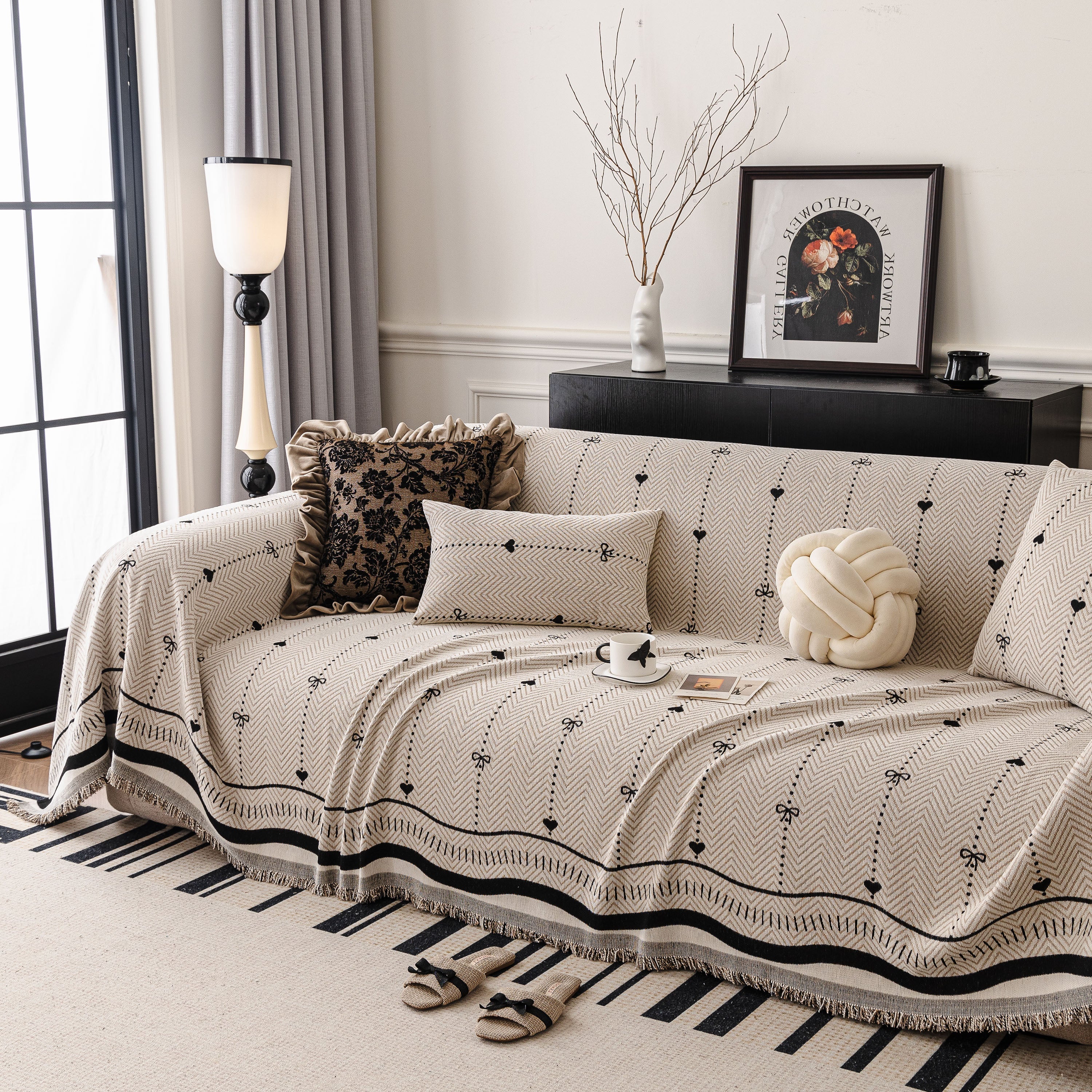 Chenille Couch Throw Cover Decorative Herringbone Sofa Blanket Protector For Couch