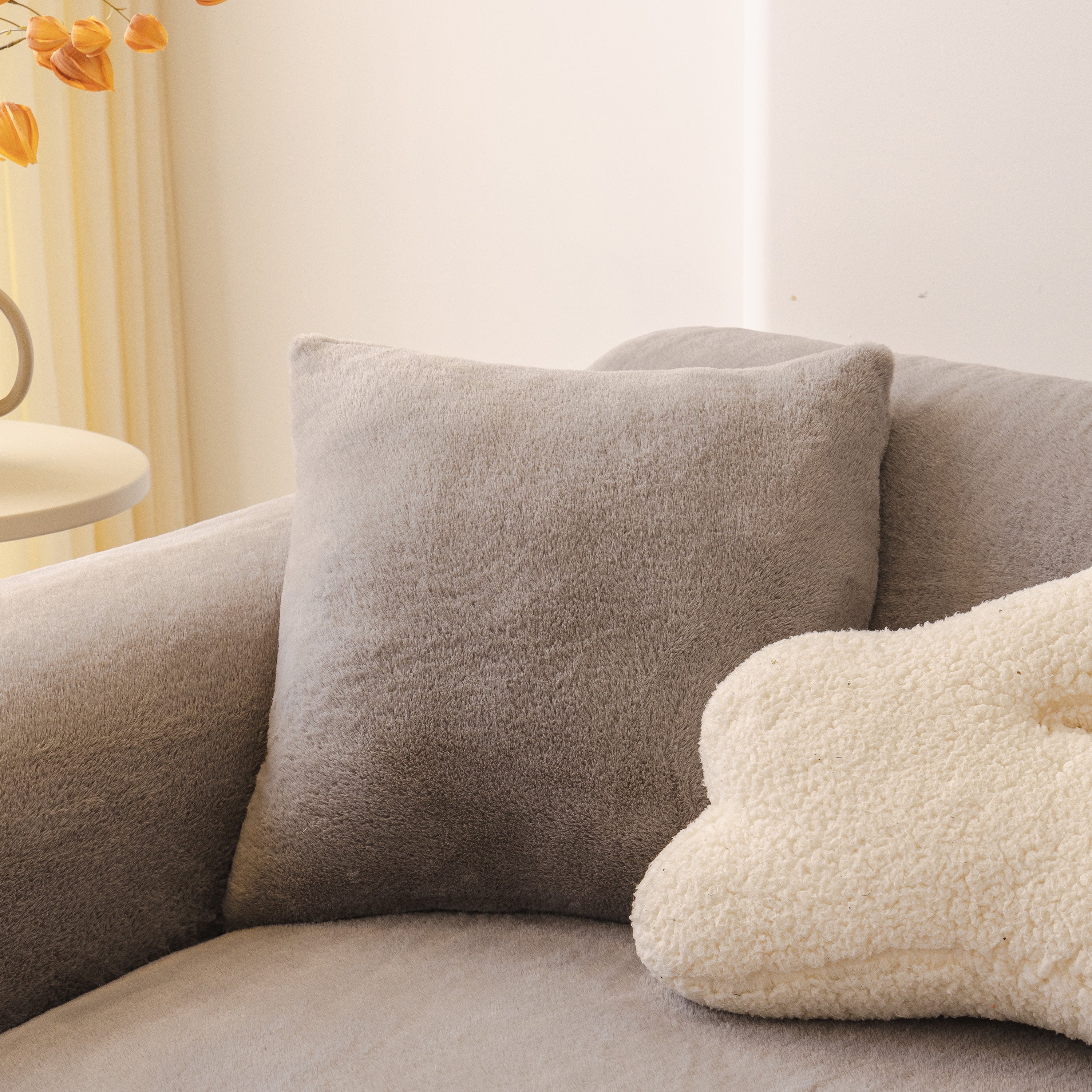 Soft Plush Warm Sofa Cover Stretchable Cozy Velvet Couch Protector For Fall & Winter