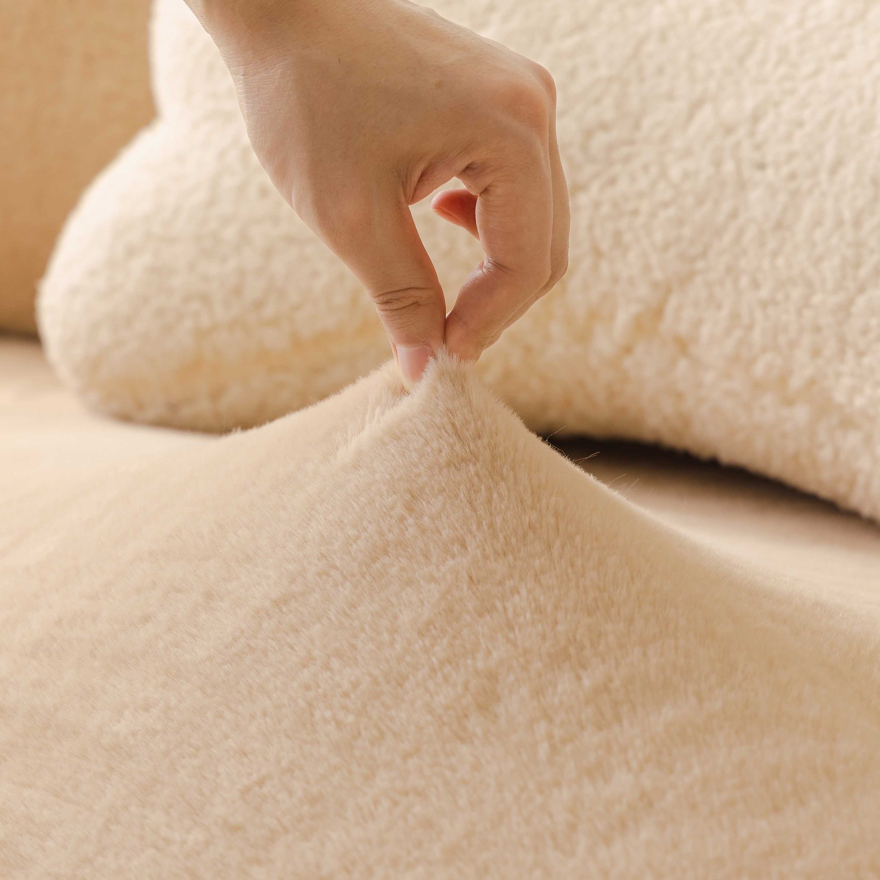 Soft Plush Warm Sofa Cover Stretchable Cozy Velvet Couch Protector For Fall & Winter