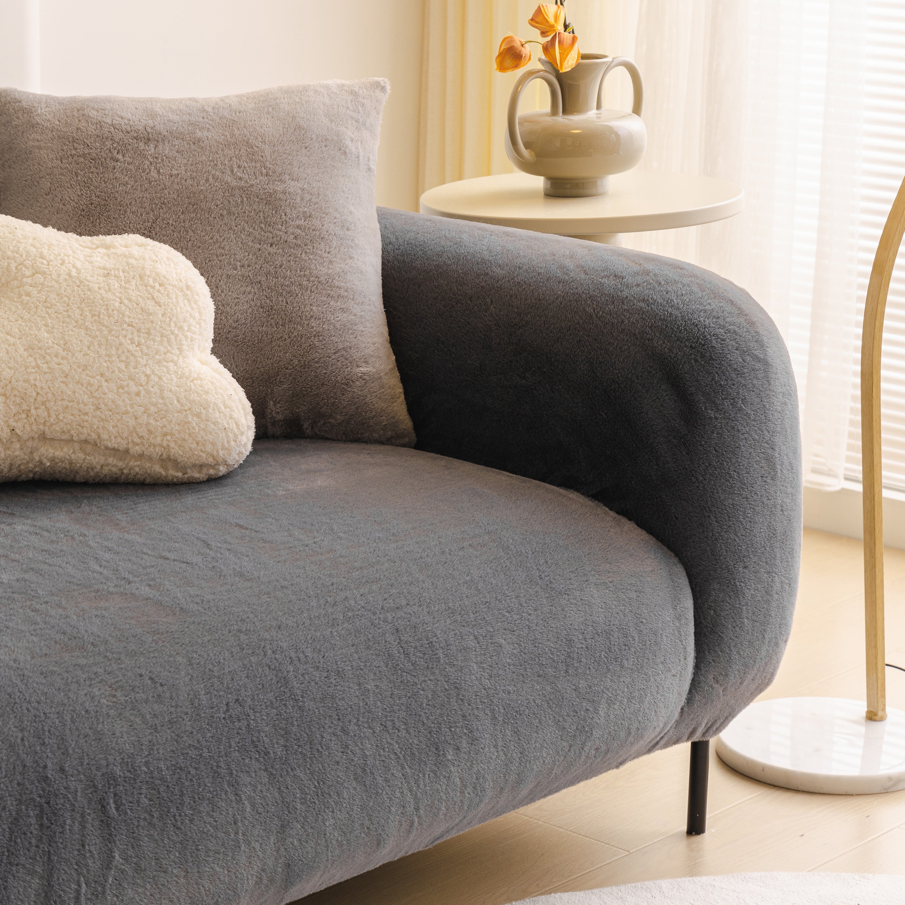 Soft Plush Warm Sofa Cover Stretchable Cozy Velvet Couch Protector For Fall & Winter