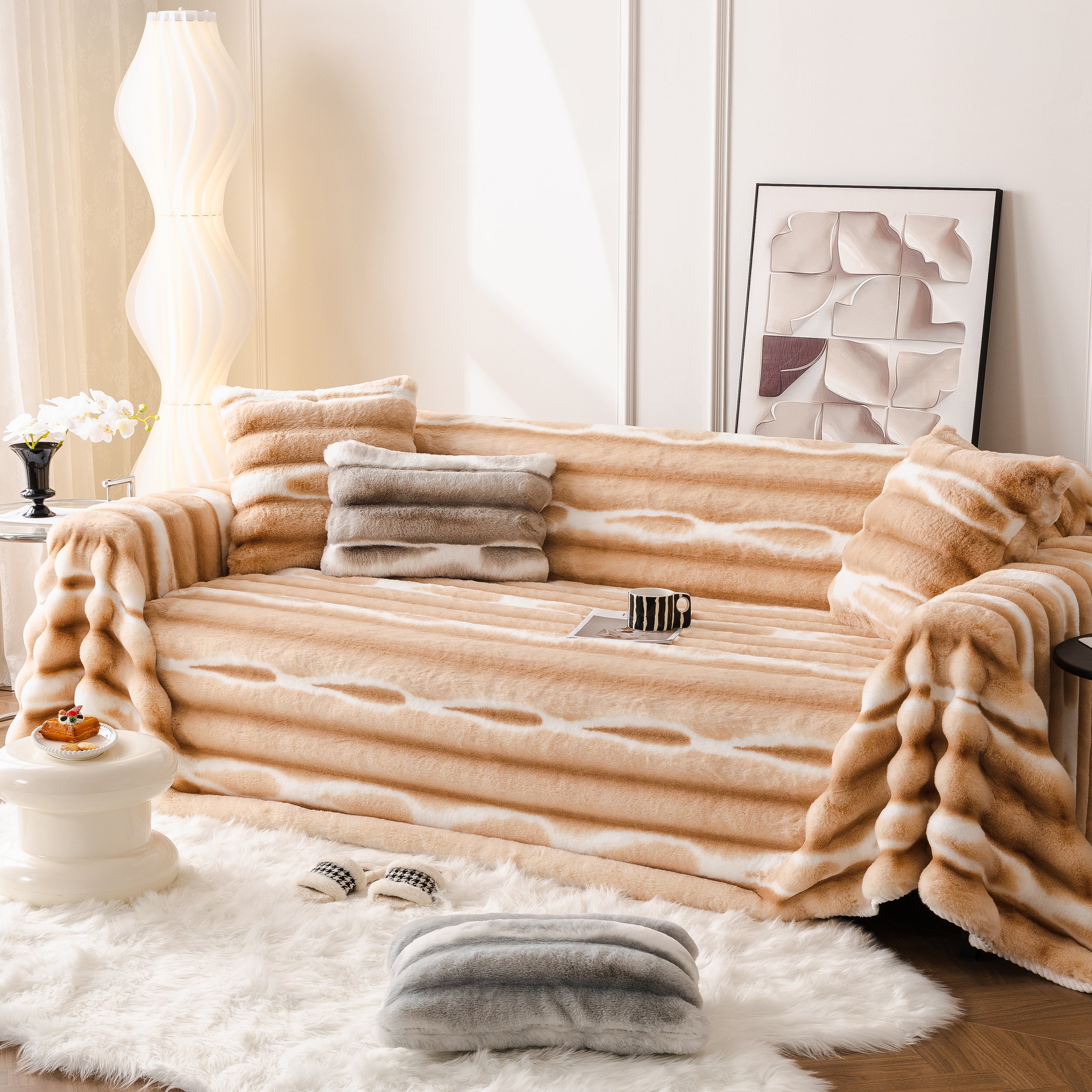 Ultra Soft Faux Fur Couch Cover – Large, Fluffy, And Elegant Sofa Throw Blanket