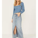 Levi s Women s Premium Ankle Column Denim Skirt Light Wash Blue