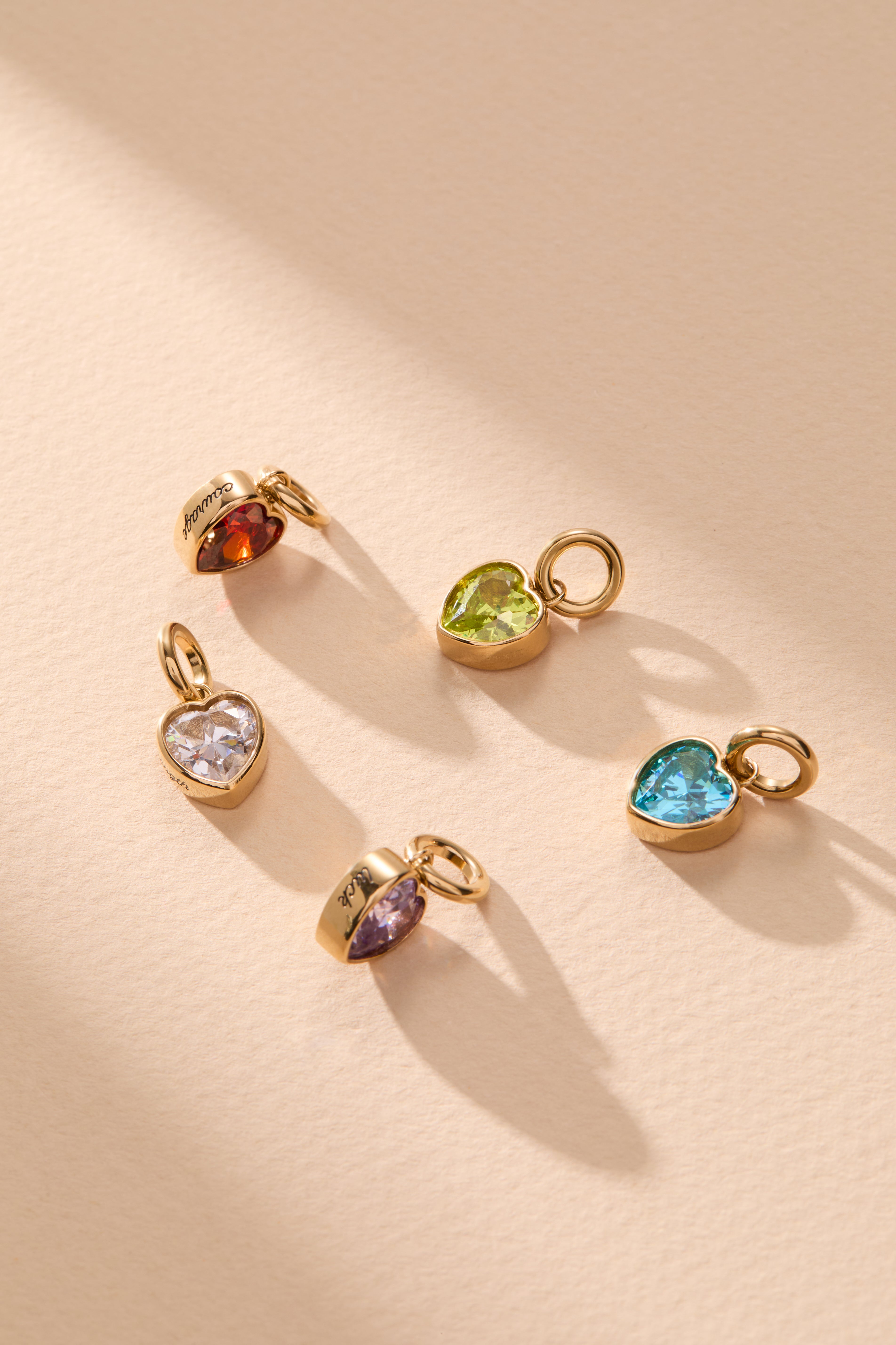 March 'faith' Heart Birthstone Charm