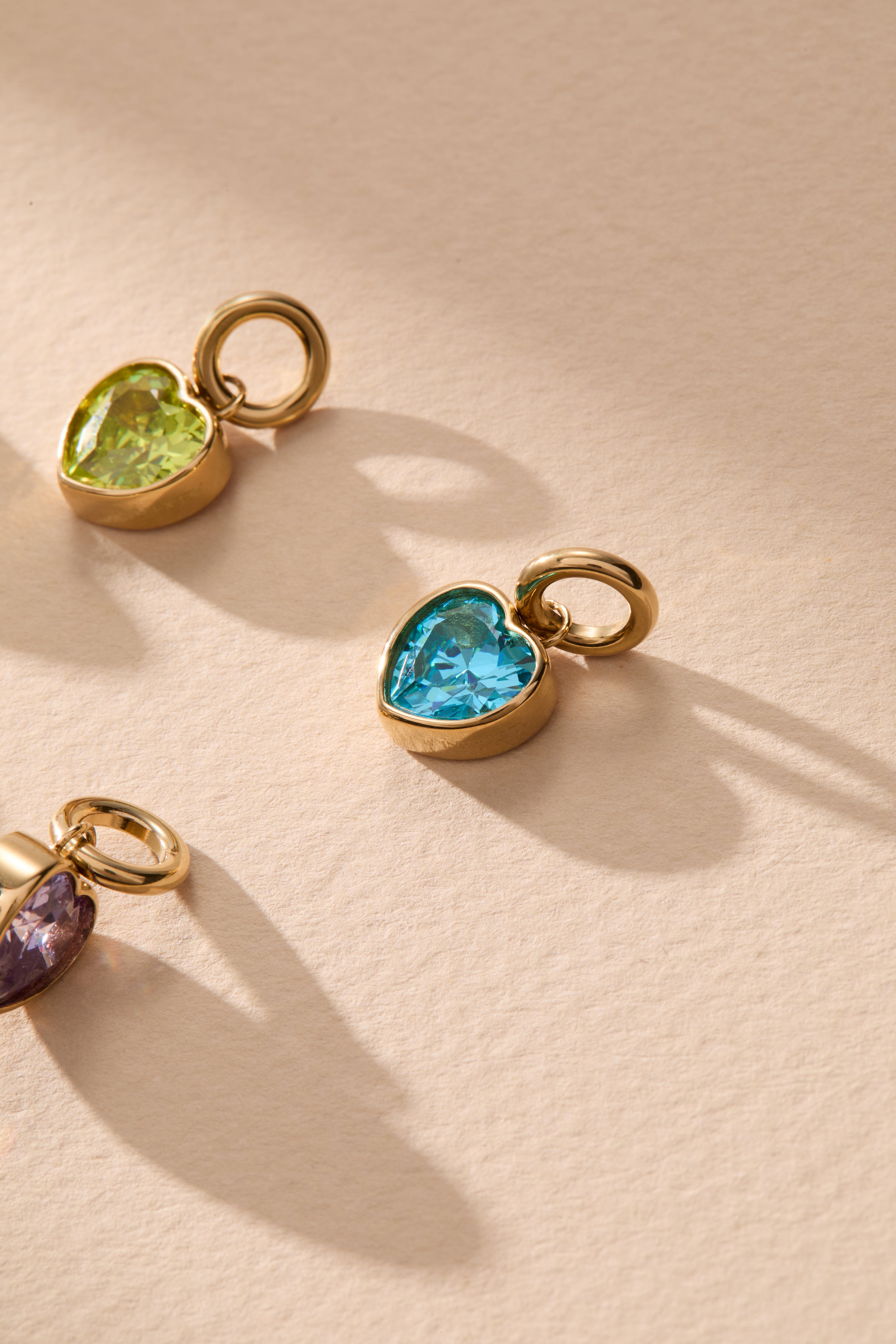 March 'faith' Heart Birthstone Charm