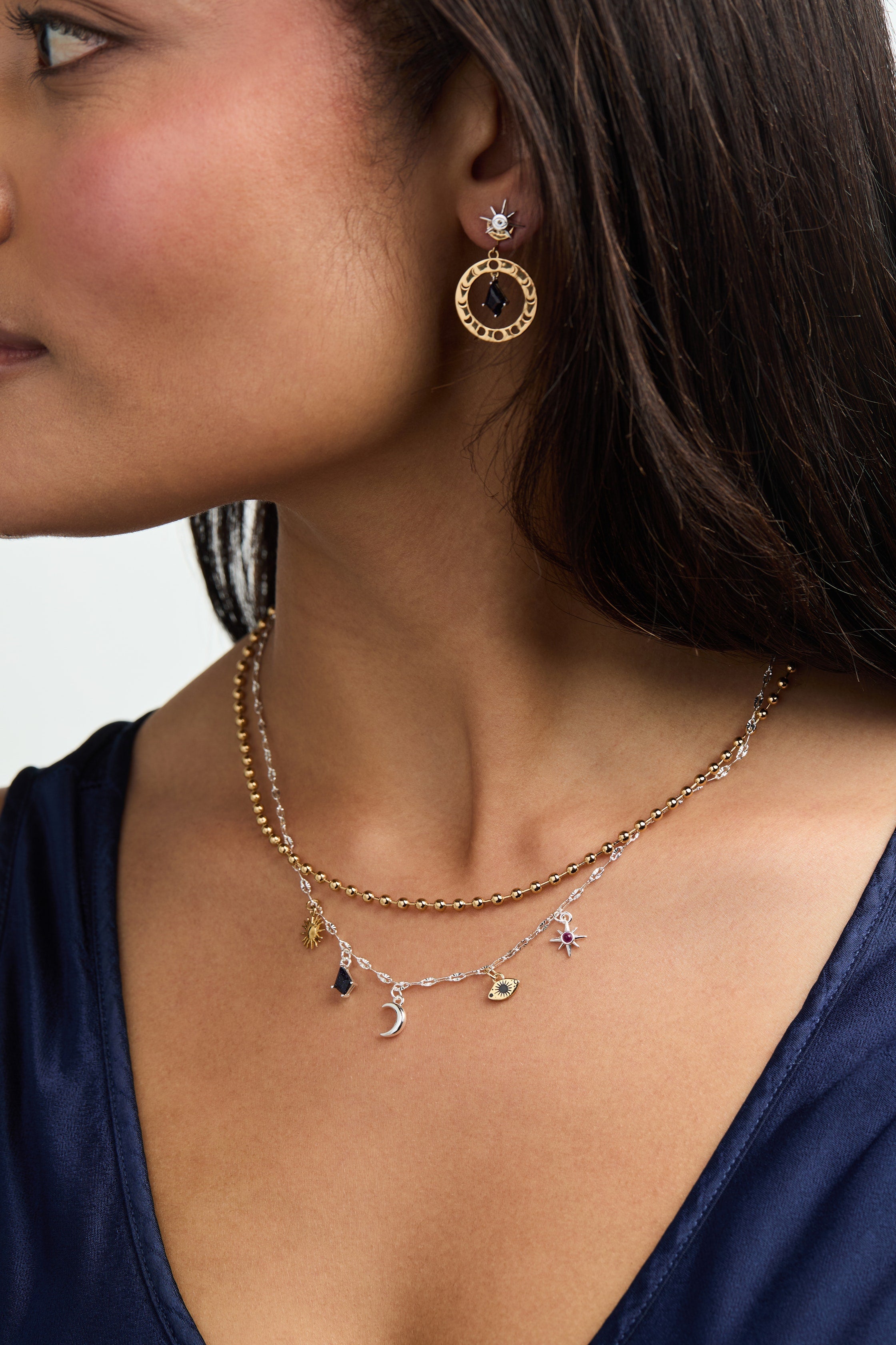 Moon Magic 2 Row Charm Necklace