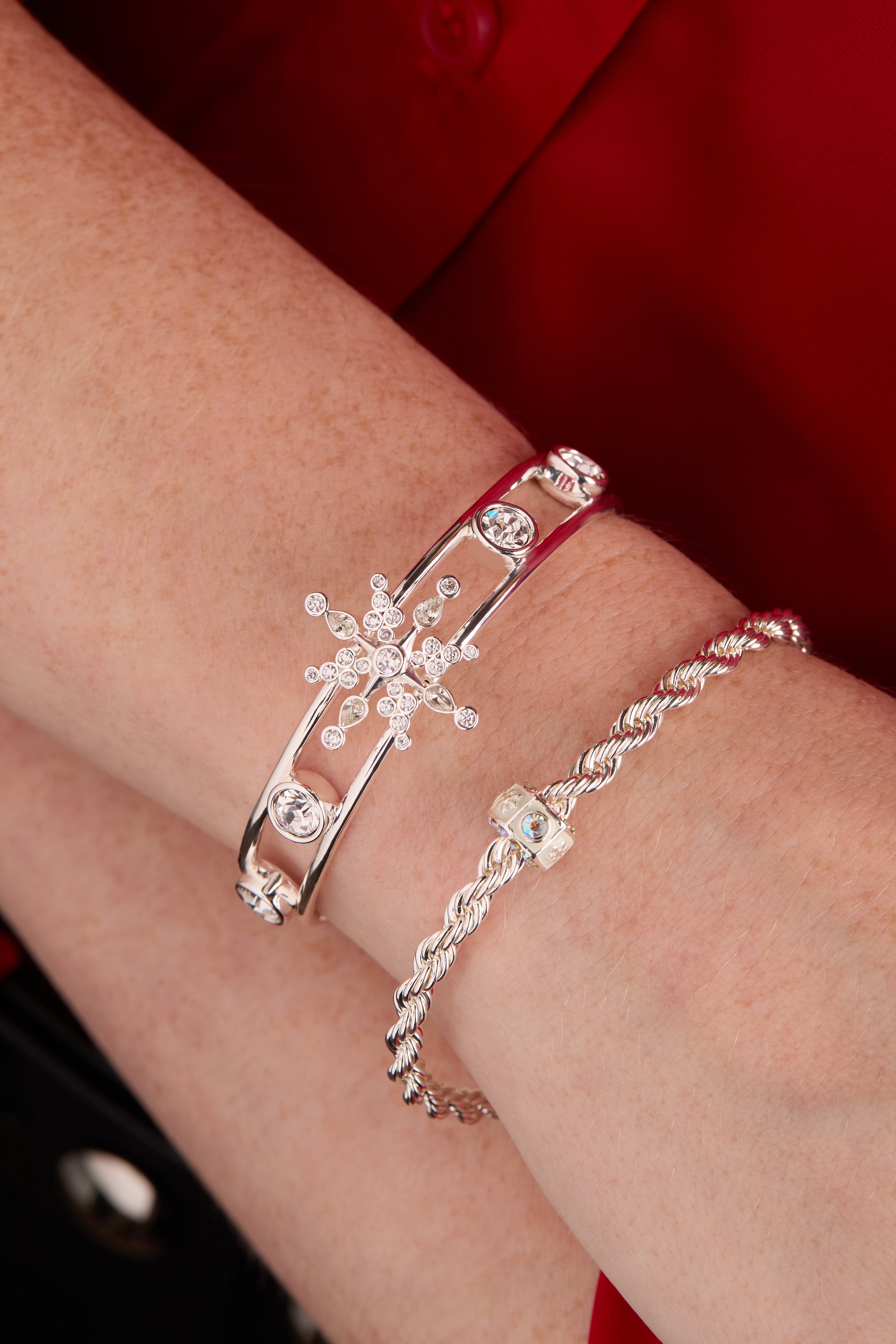 Crystal Snowflake Cuff Bracelet