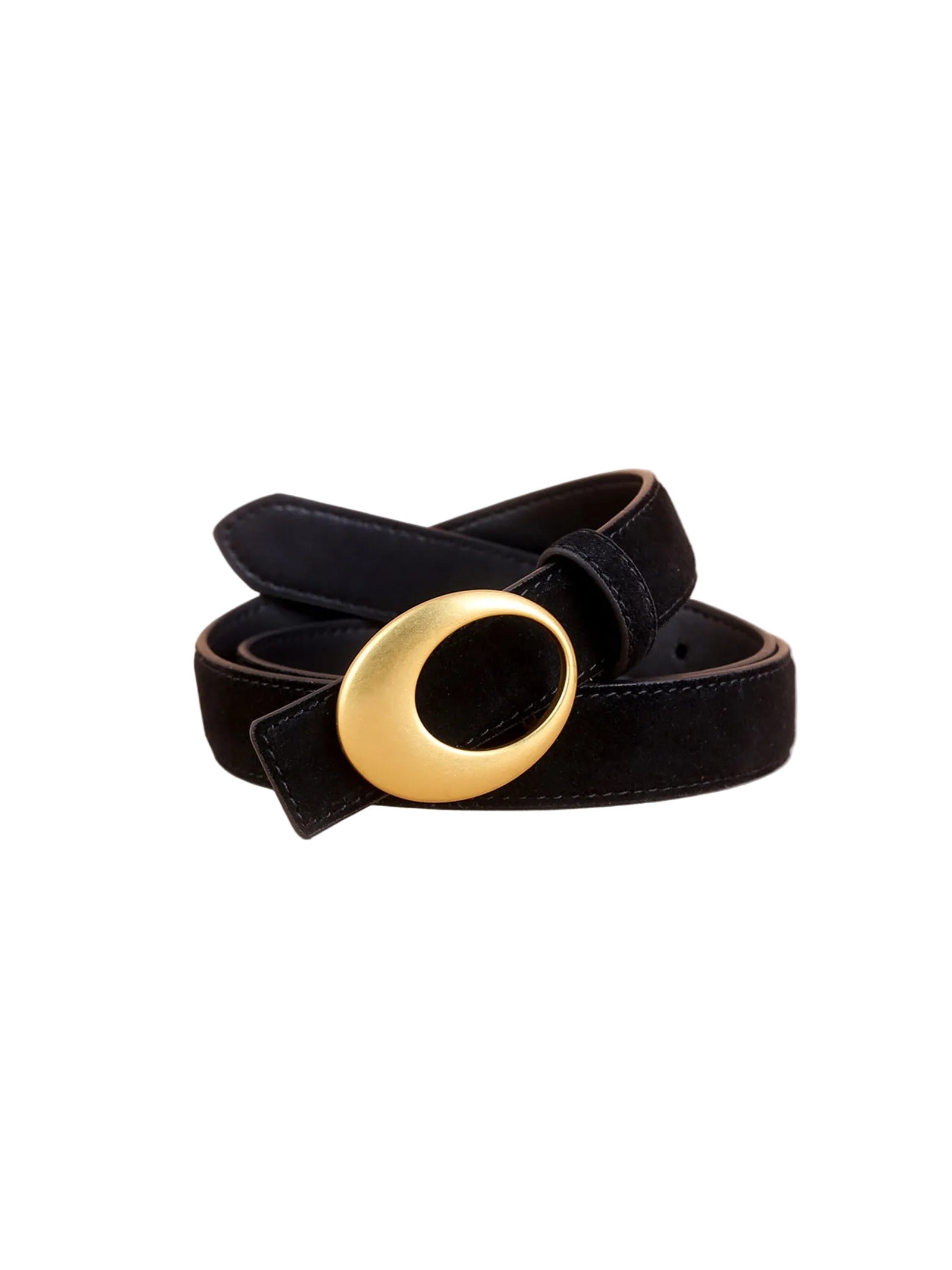 Luxury Suede Cowhide Belt With Oval Alloy Buckle