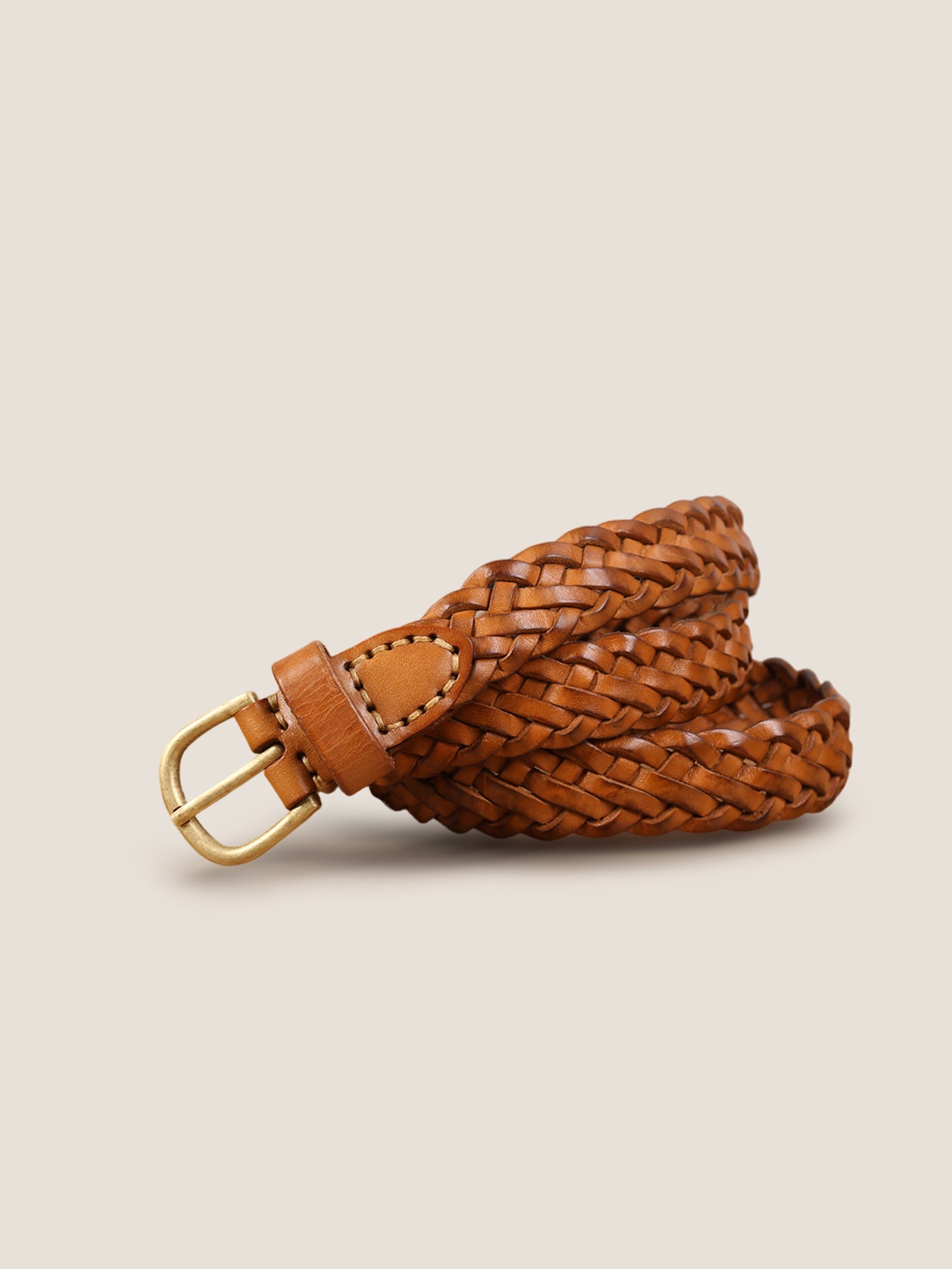 Premium Cowhide Retro Hand-woven Belt With Alloy Buckle