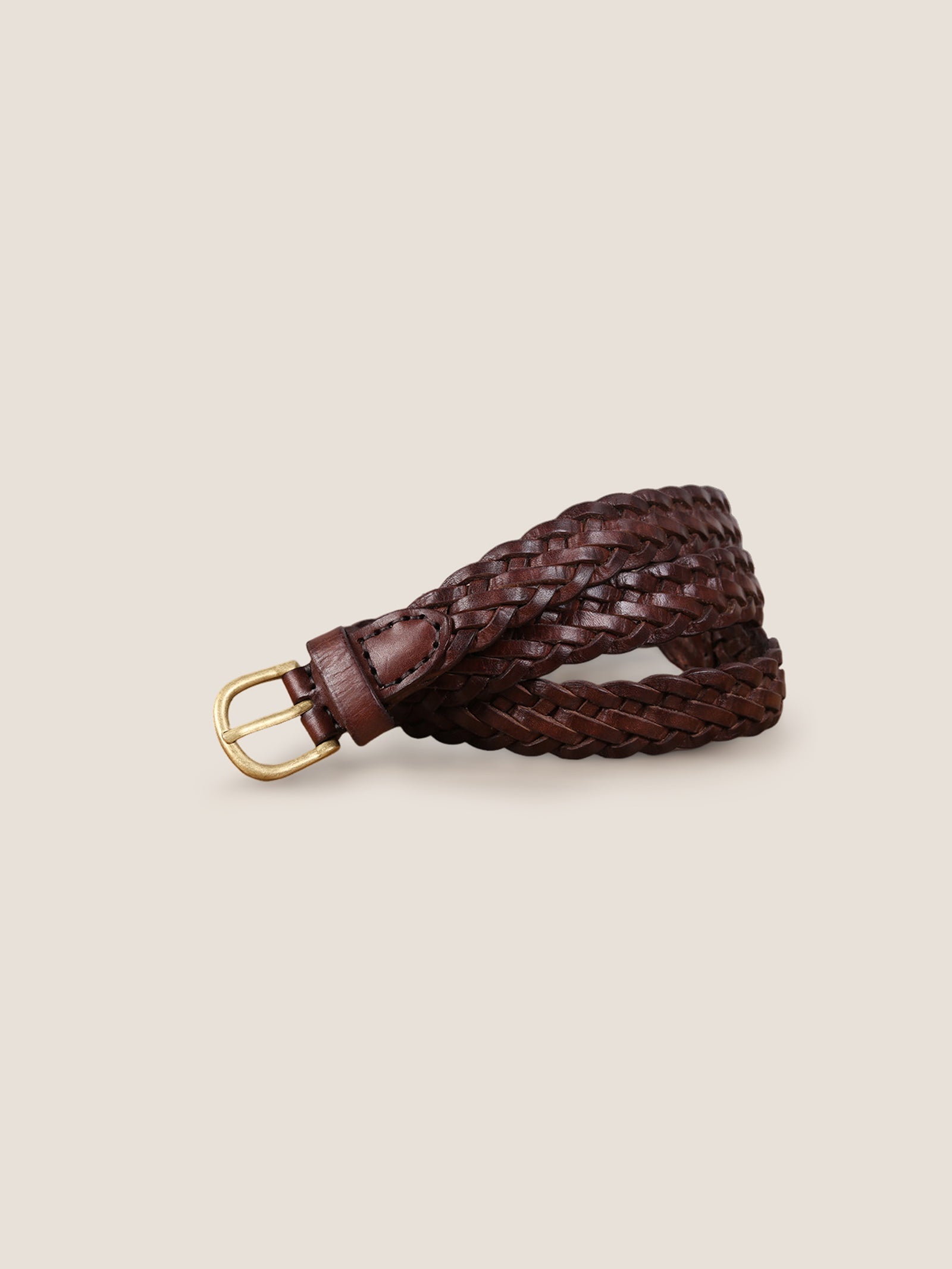 Premium Cowhide Retro Hand-woven Belt With Alloy Buckle