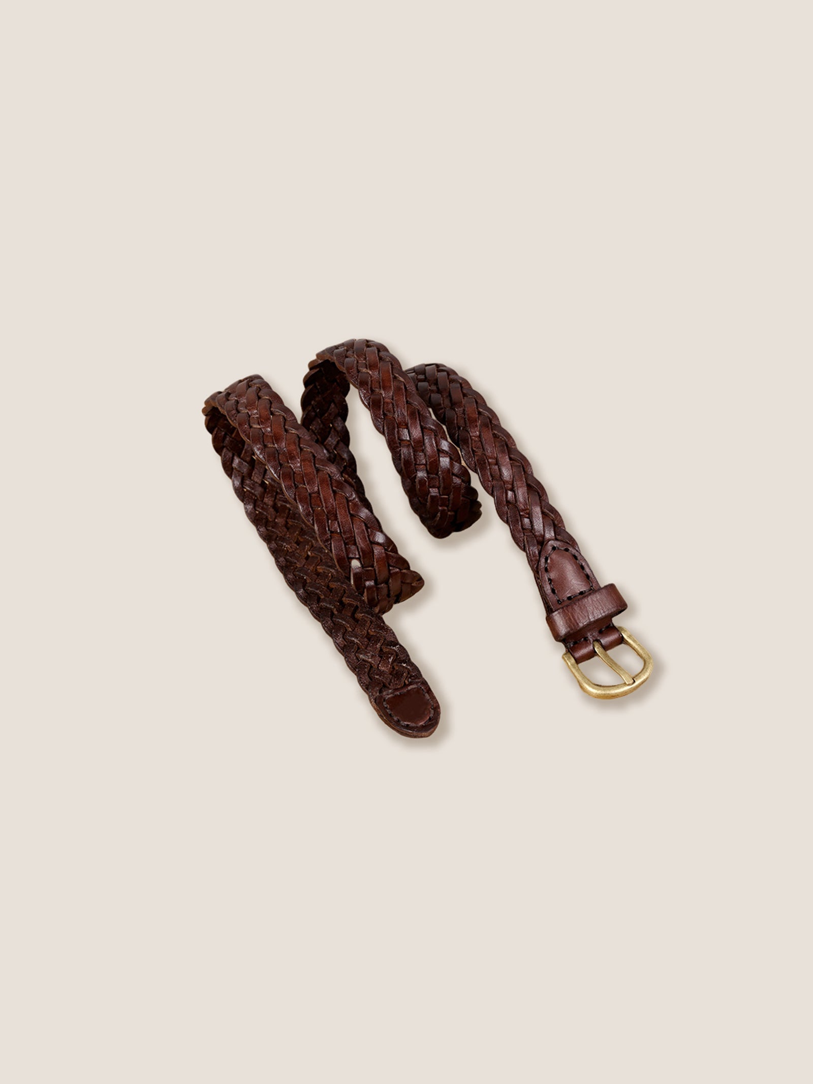 Premium Cowhide Retro Hand-woven Belt With Alloy Buckle