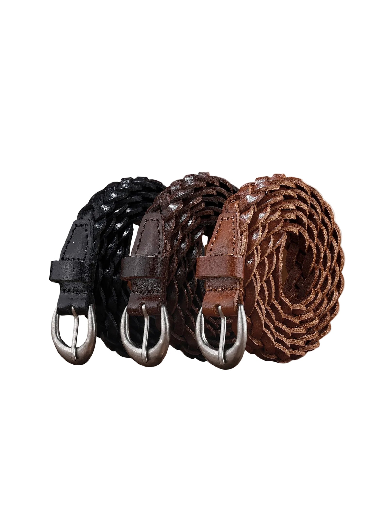 Premium Cowhide Retro Hand-woven Twisted Thin Belt