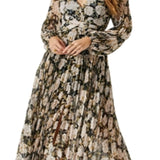 Astr the Label Ayana Floral Pleated Long Sleeve Maxi Dress