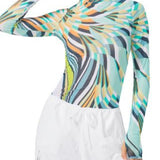 Afrm Zadie Mesh Turtleneck Top Multi-Color Size XS