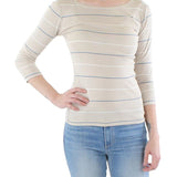 Three Dots Striped British Tee Gray Size S