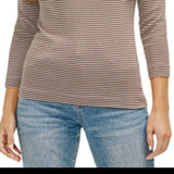 Three Dots Striped British Tee Gray Size S