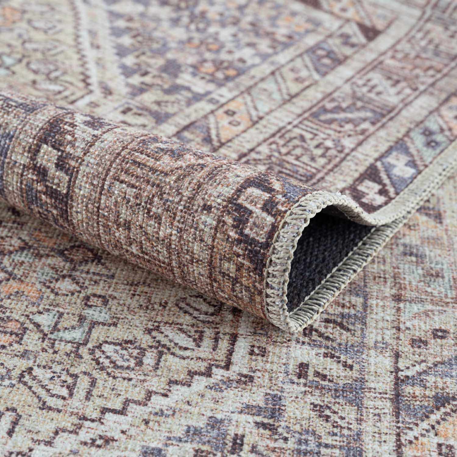 Barny Tan Washable Area Rug