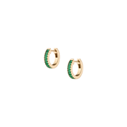 Lab Grown Green Emerald Baguette Huggie Earrings