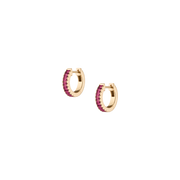 Lab Grown Red Ruby Baguette Huggie Earrings