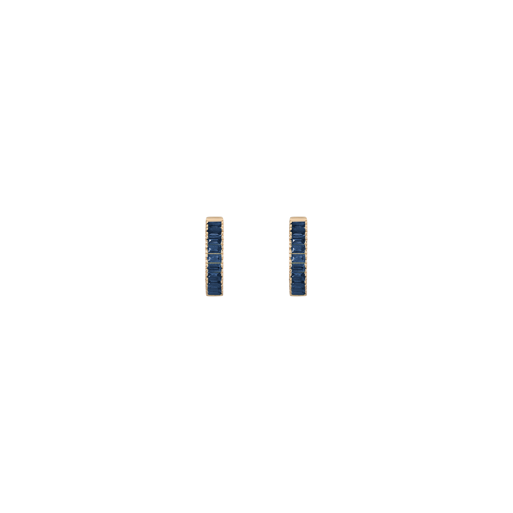 Lab Grown Blue Sapphire Baguette Huggie Earrings