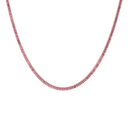 Lab Grown Pink Sapphire Baguette Tennis Necklace