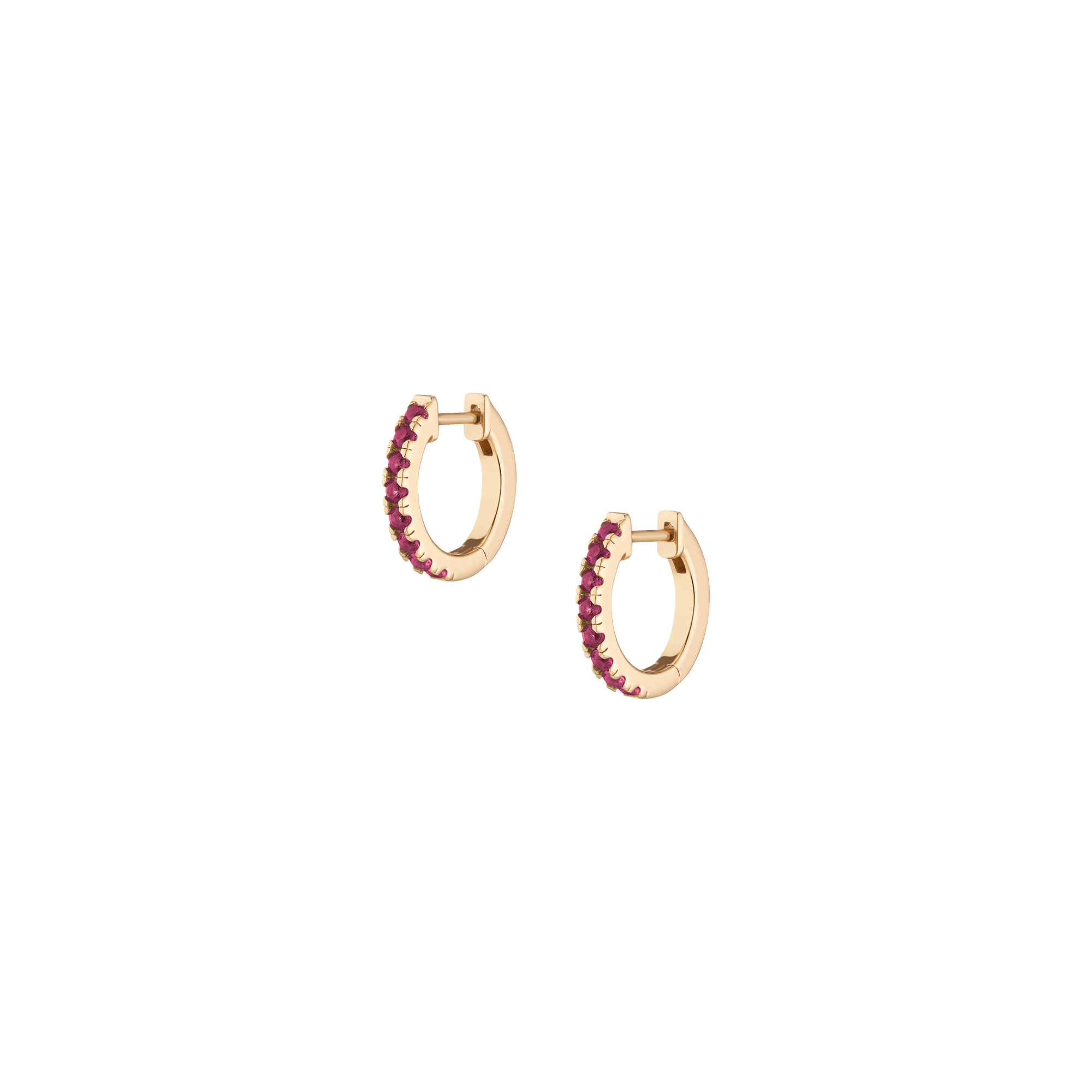 Lab Grown Red Ruby Huggie Earrings