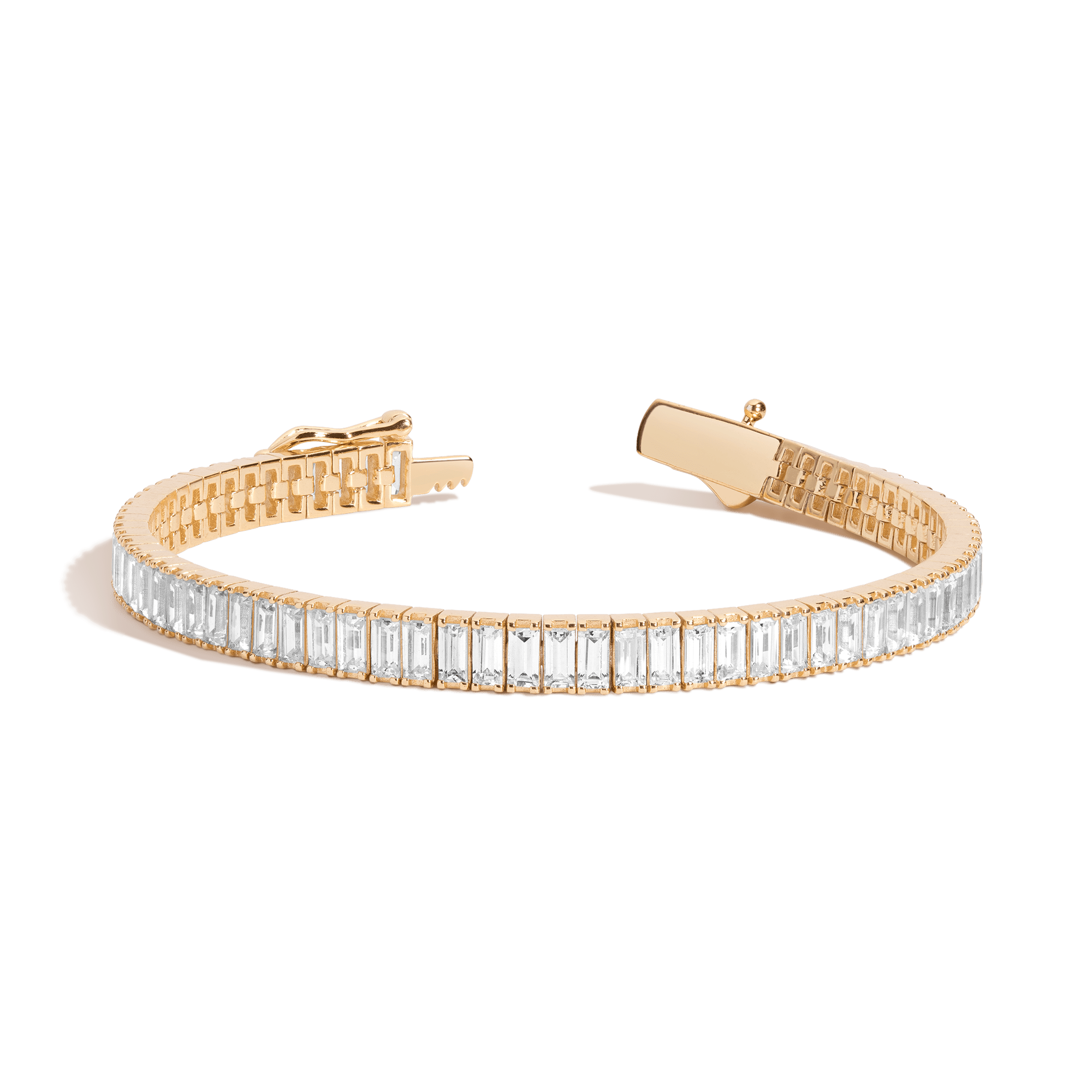 Lab Grown White Sapphire Baguette Tennis Bracelet