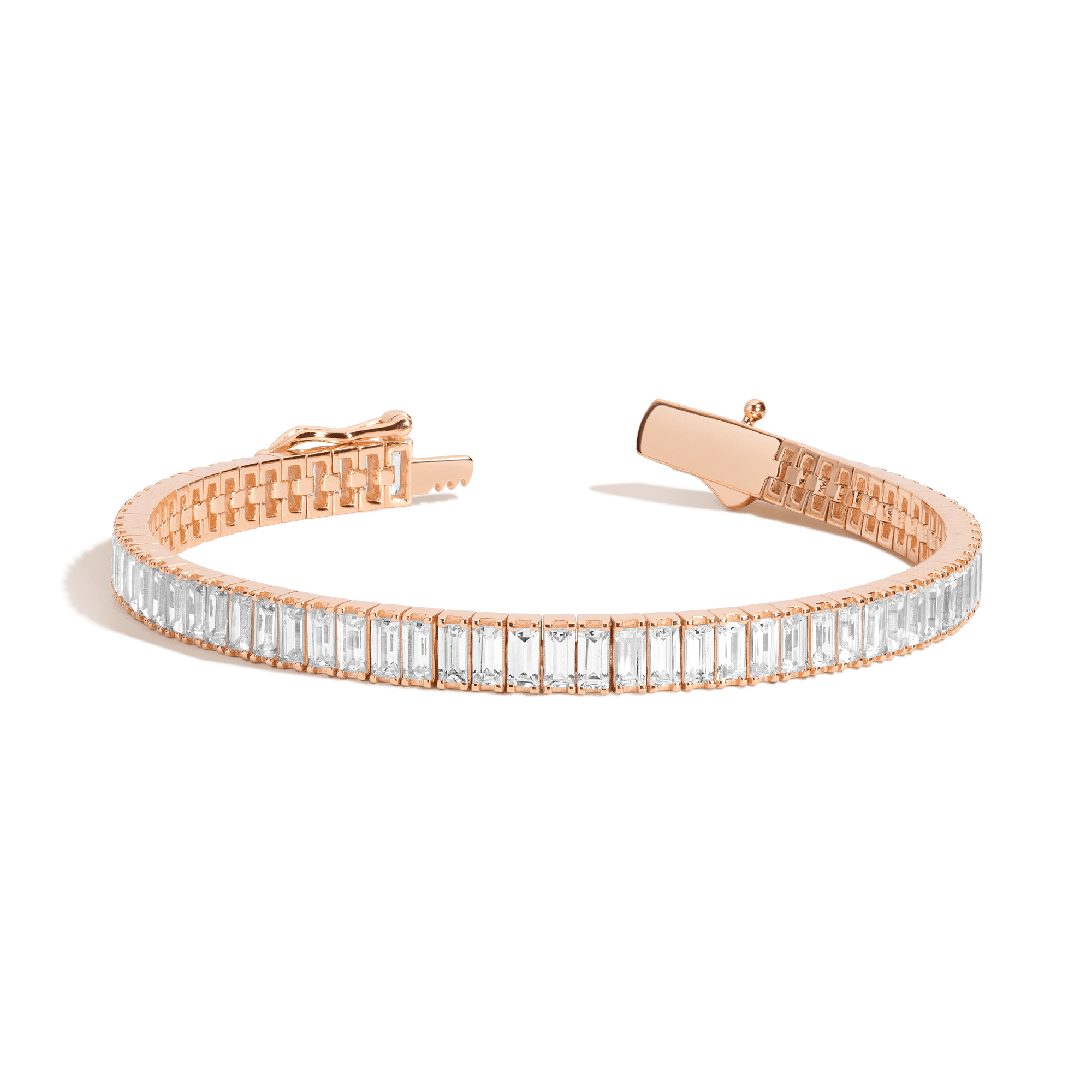 Lab Grown White Sapphire Baguette Tennis Bracelet