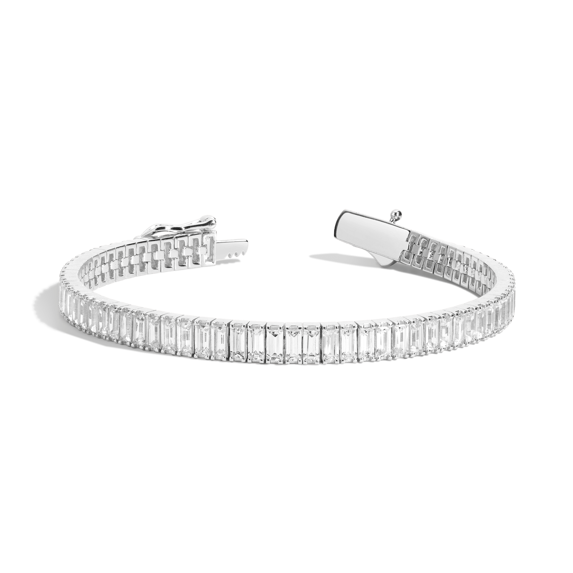 Lab Grown White Sapphire Baguette Tennis Bracelet