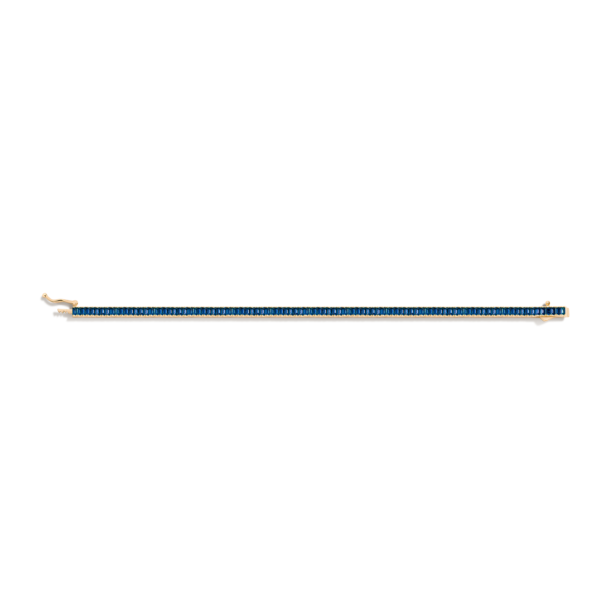 Lab Grown Blue Sapphire Baguette Tennis Bracelet