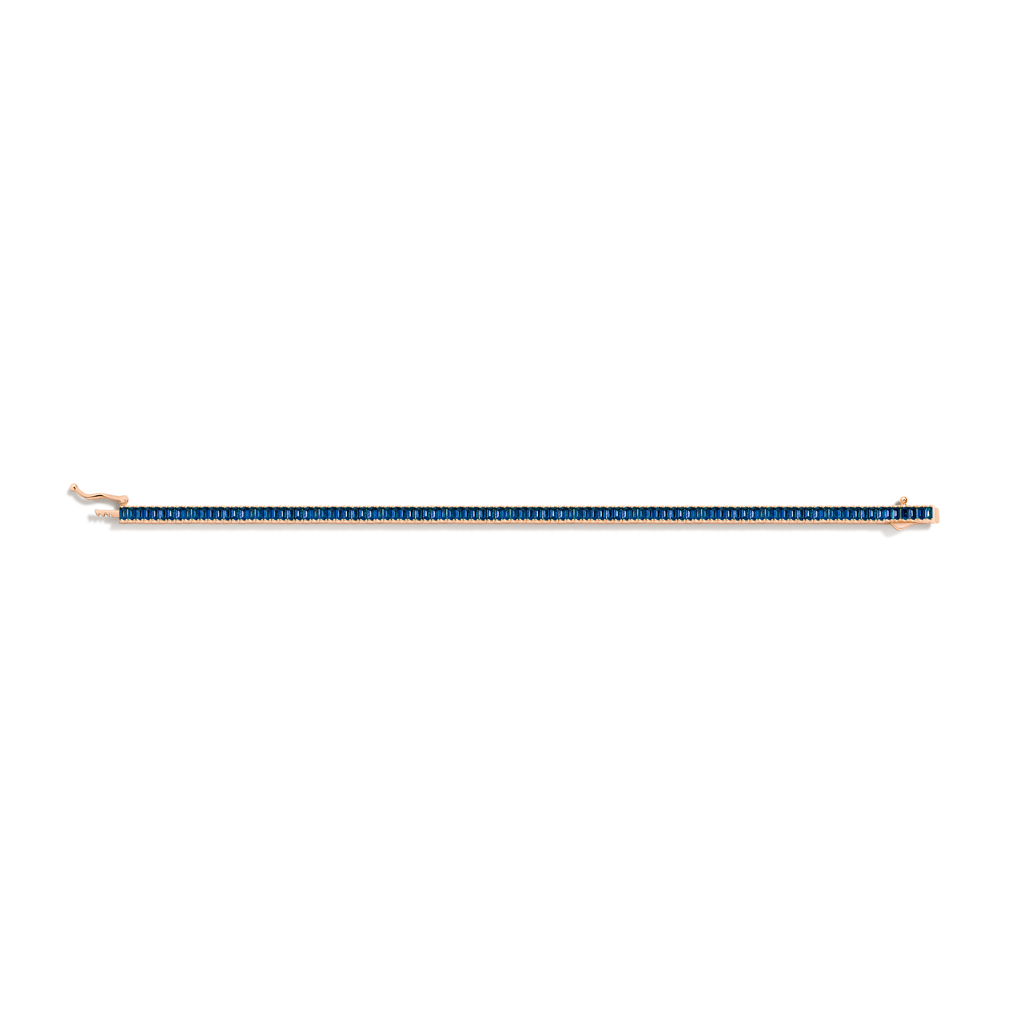 Lab Grown Blue Sapphire Baguette Tennis Bracelet