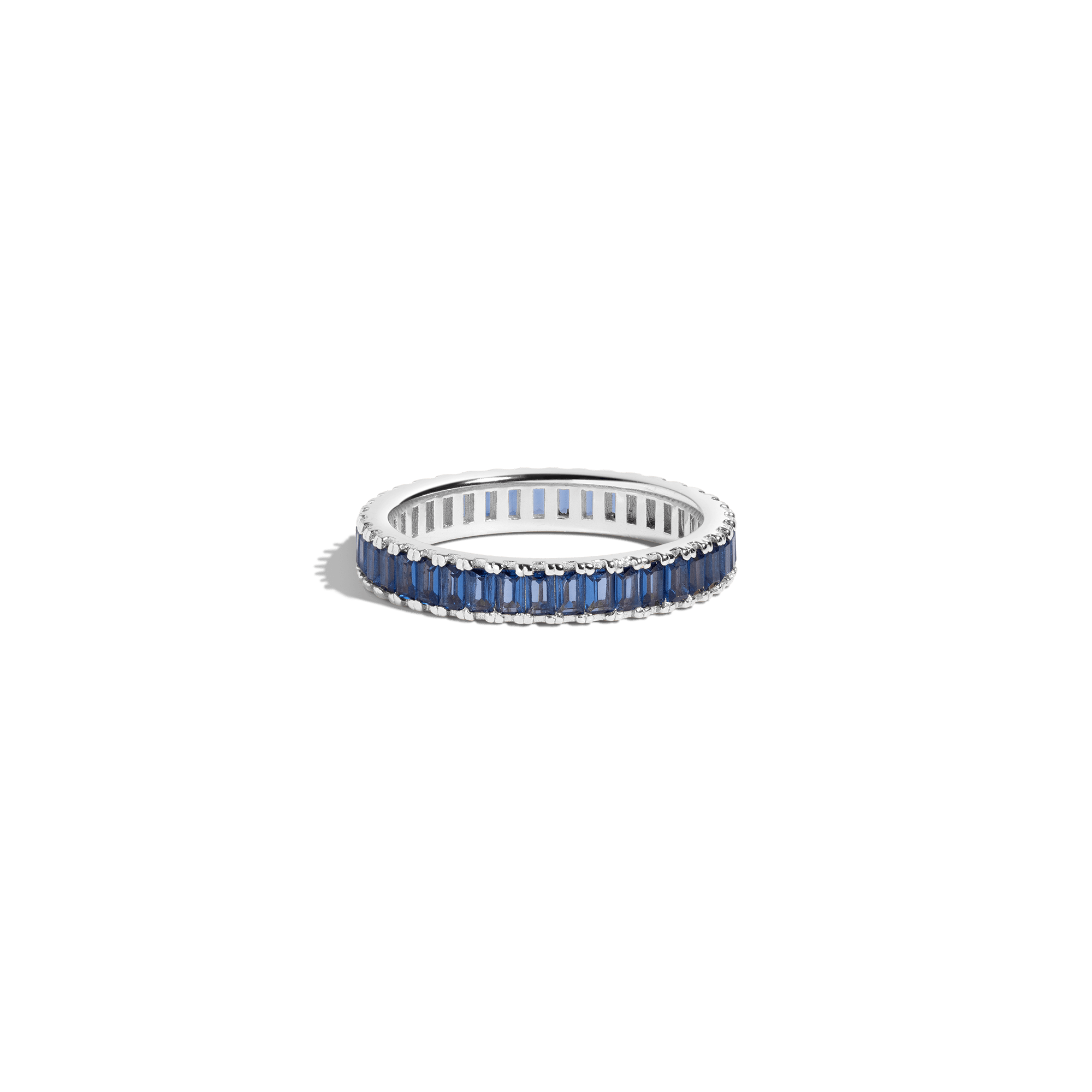 Lab Grown Blue Sapphire Baguette Eternity Ring