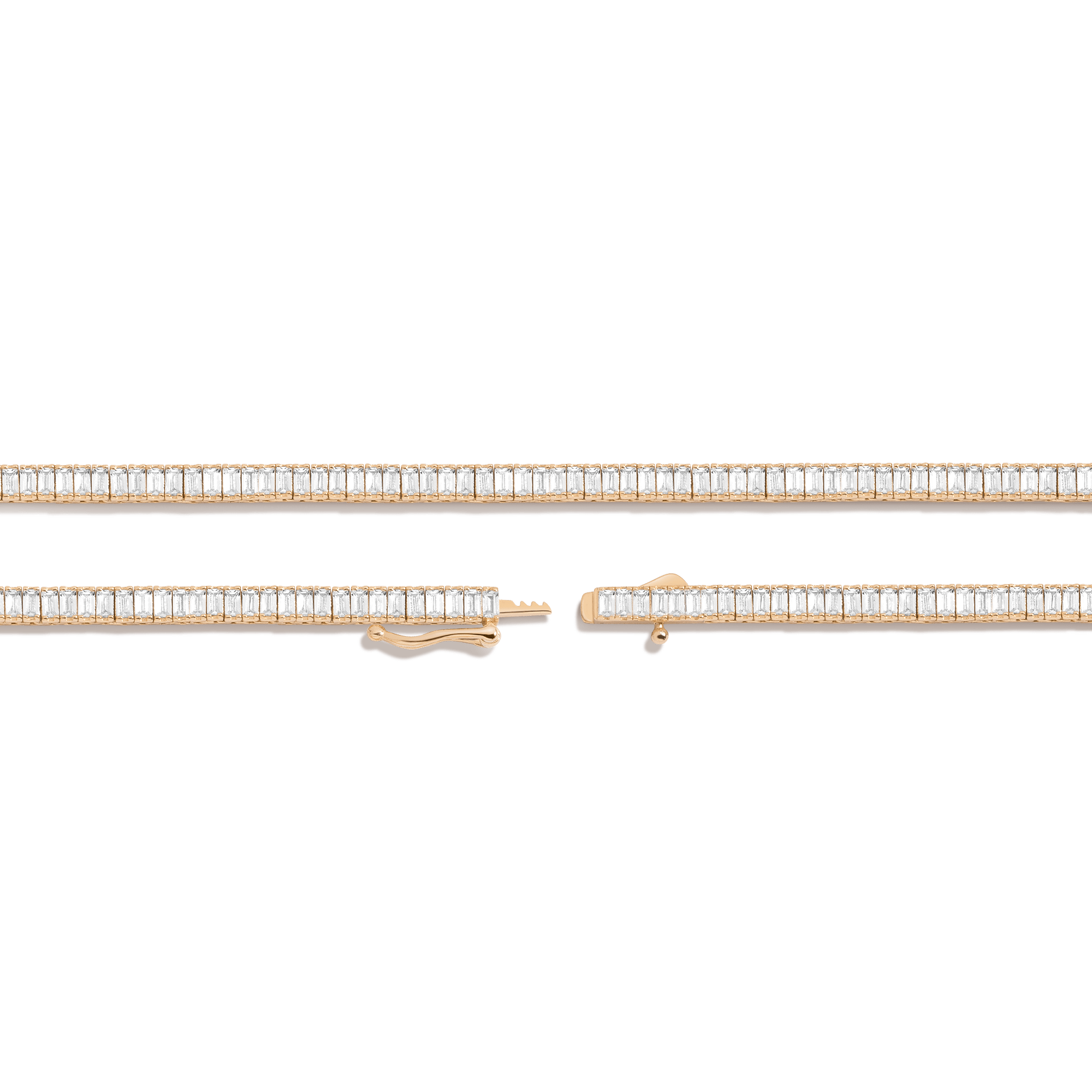 Lab Grown White Sapphire Baguette Tennis Necklace